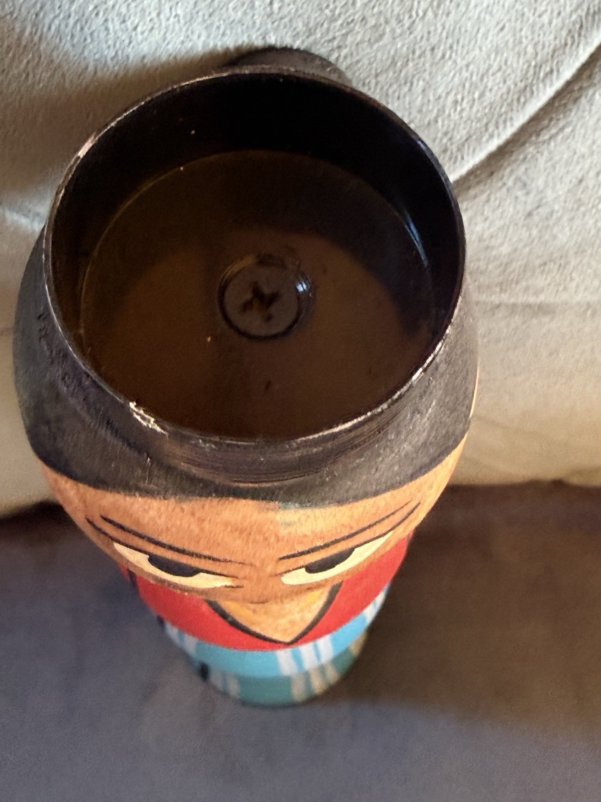 Primitive Wood ethnic peg Doll W/ Tea Lite Holder Hand Painted Collectible