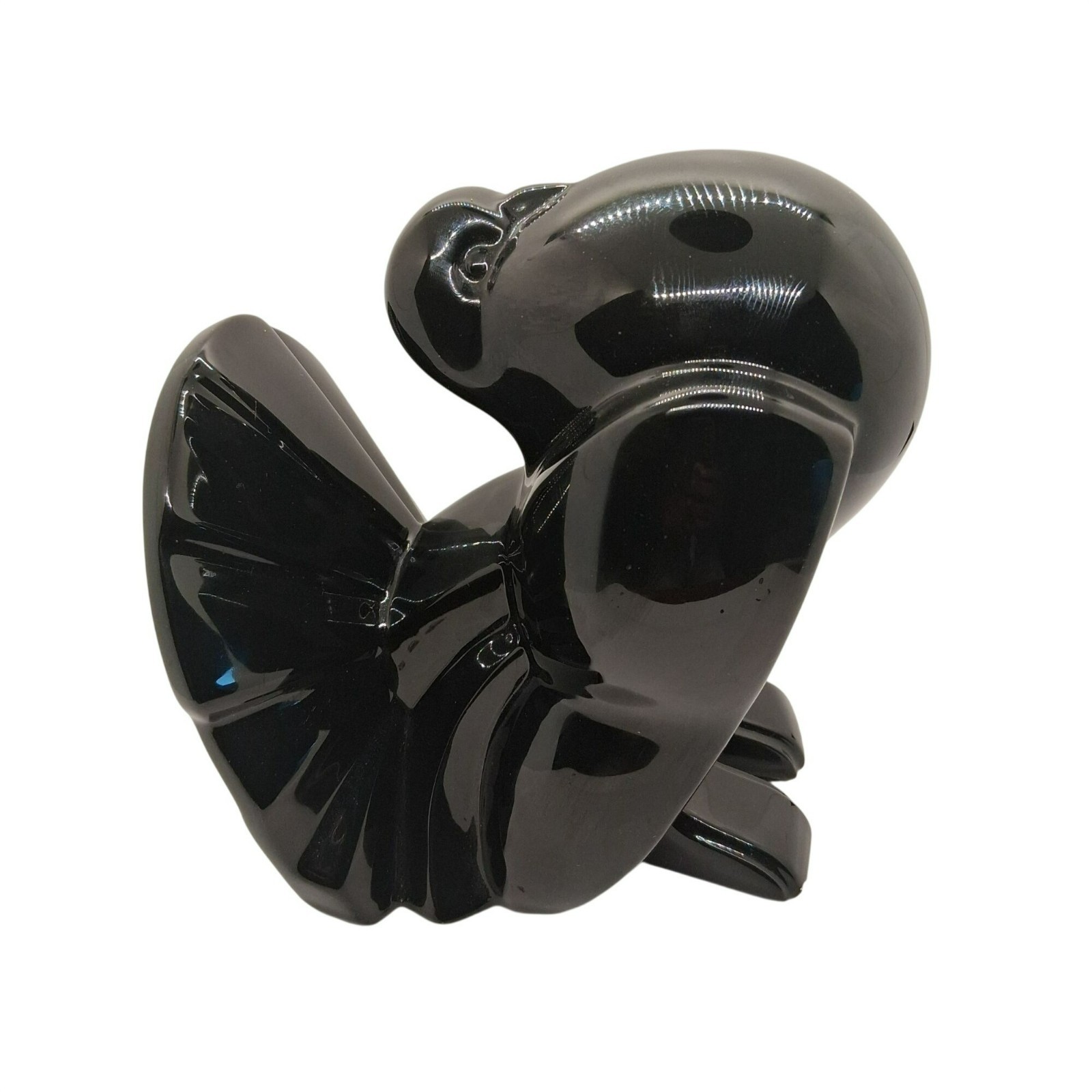 Rare VTG 1980s Fitz & Floyd Black Ceramic Dove Art Deco Sculptural Bird Figurine