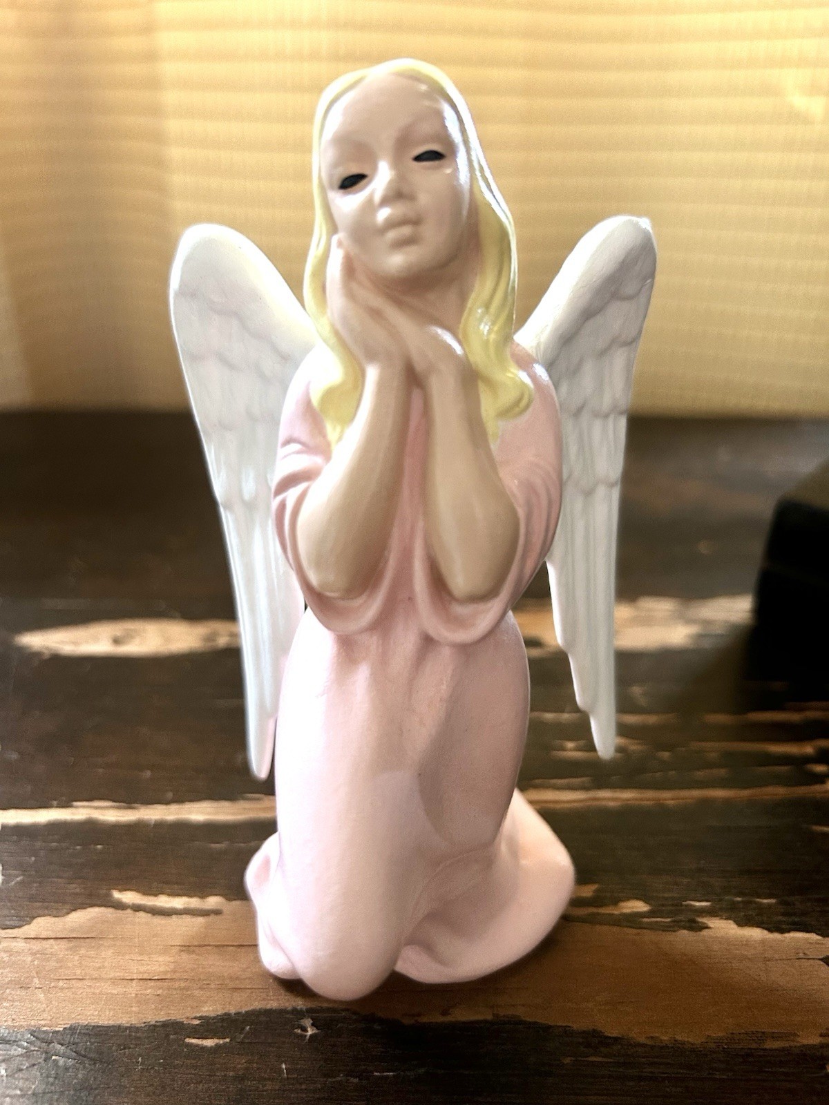 Holland Mold Blond Angel Large Wings Pink Gown Satin Finish Girl Woman Peace USA