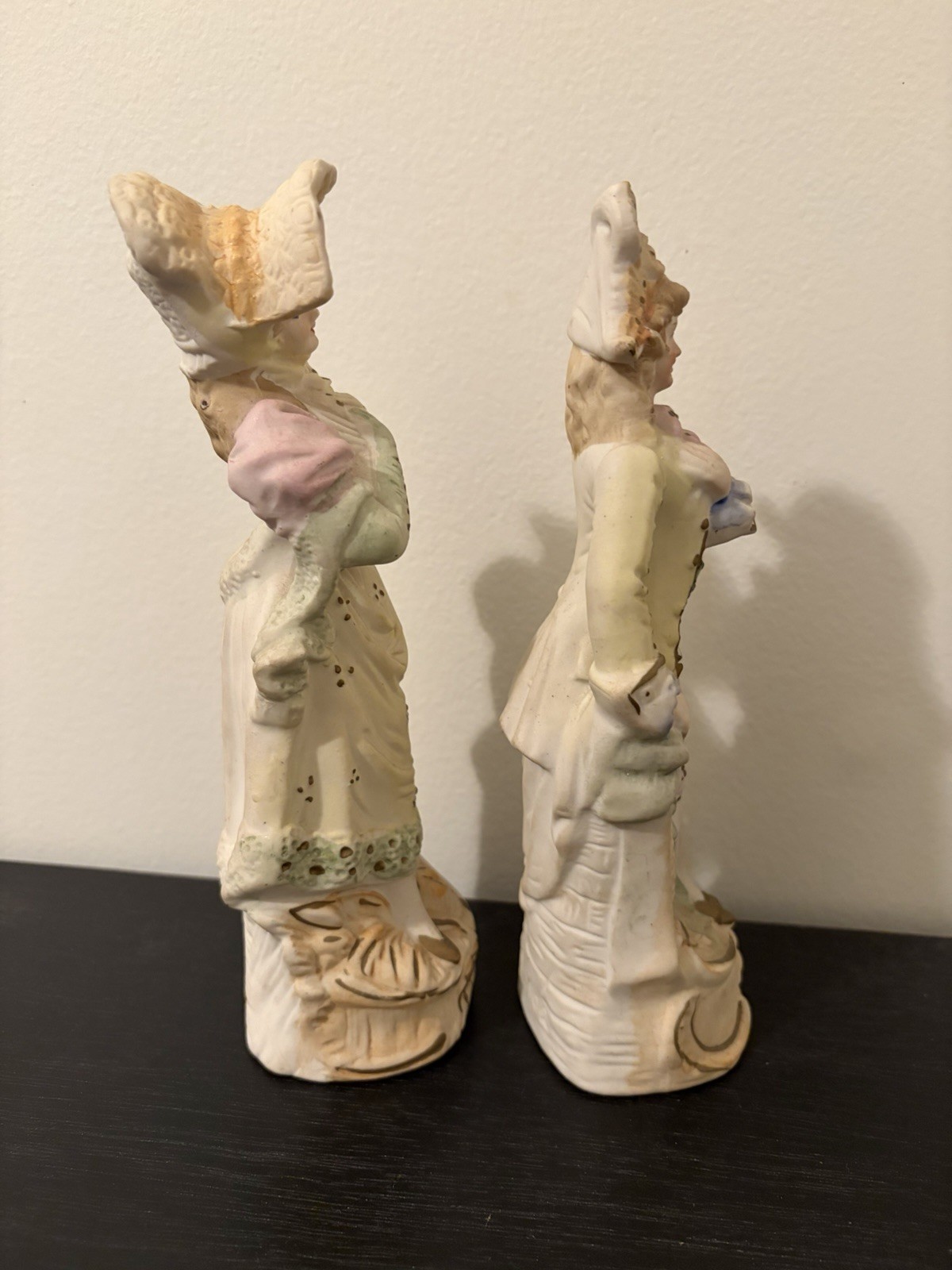 Vintage Bisque Colonial Couple Figurines Pastel Japan