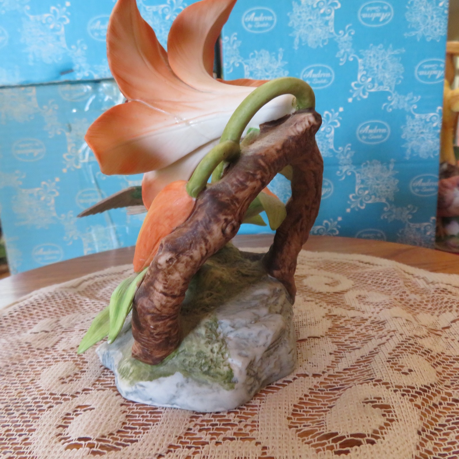 ANDREA BY SADEK HUMMINGBIRD with TIGER LILY #7793 MADE IN JAPAN (repaired) RARE