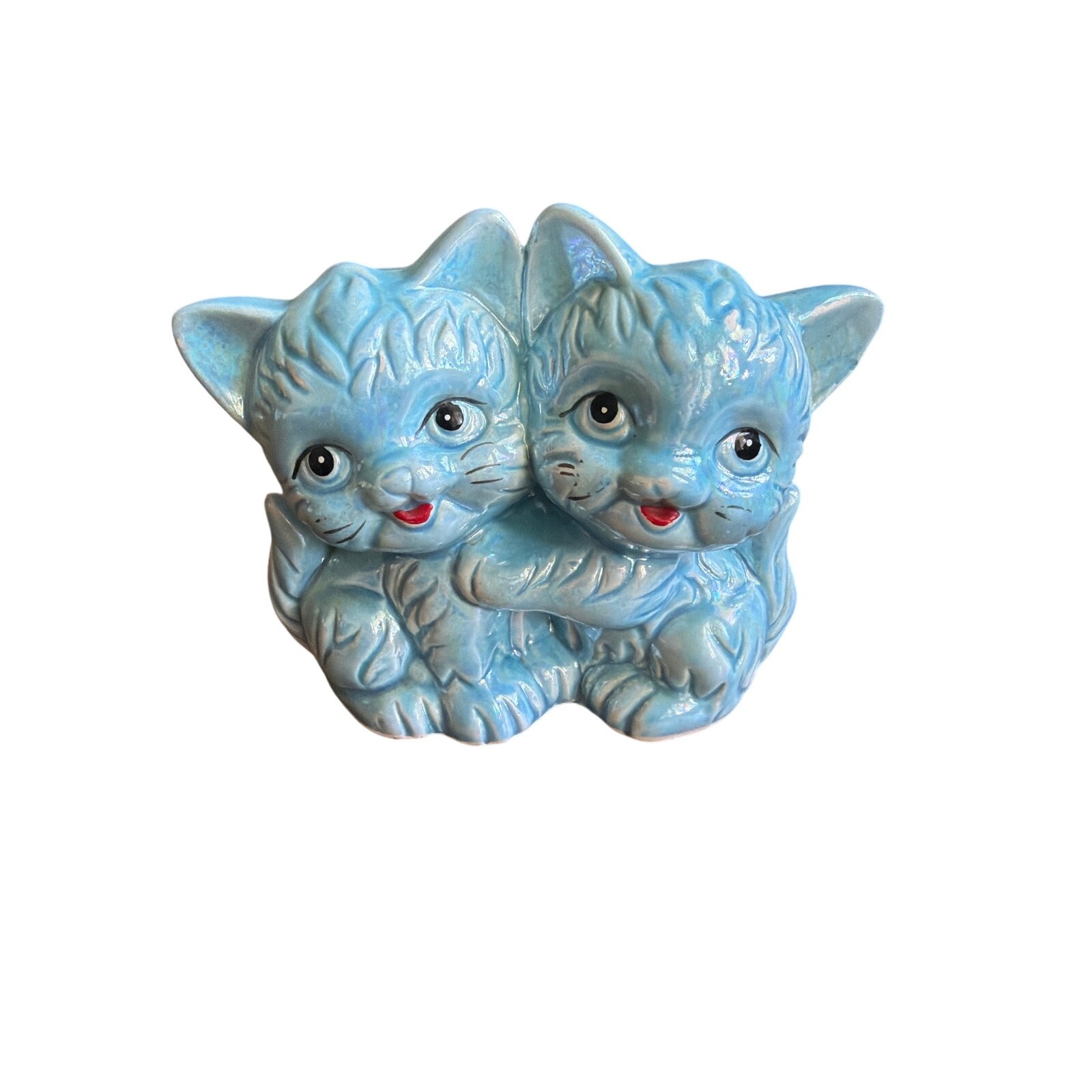 Vintage Anthropomorphic Hugging Kittens Ceramic Retro Kitch Figurine MCM