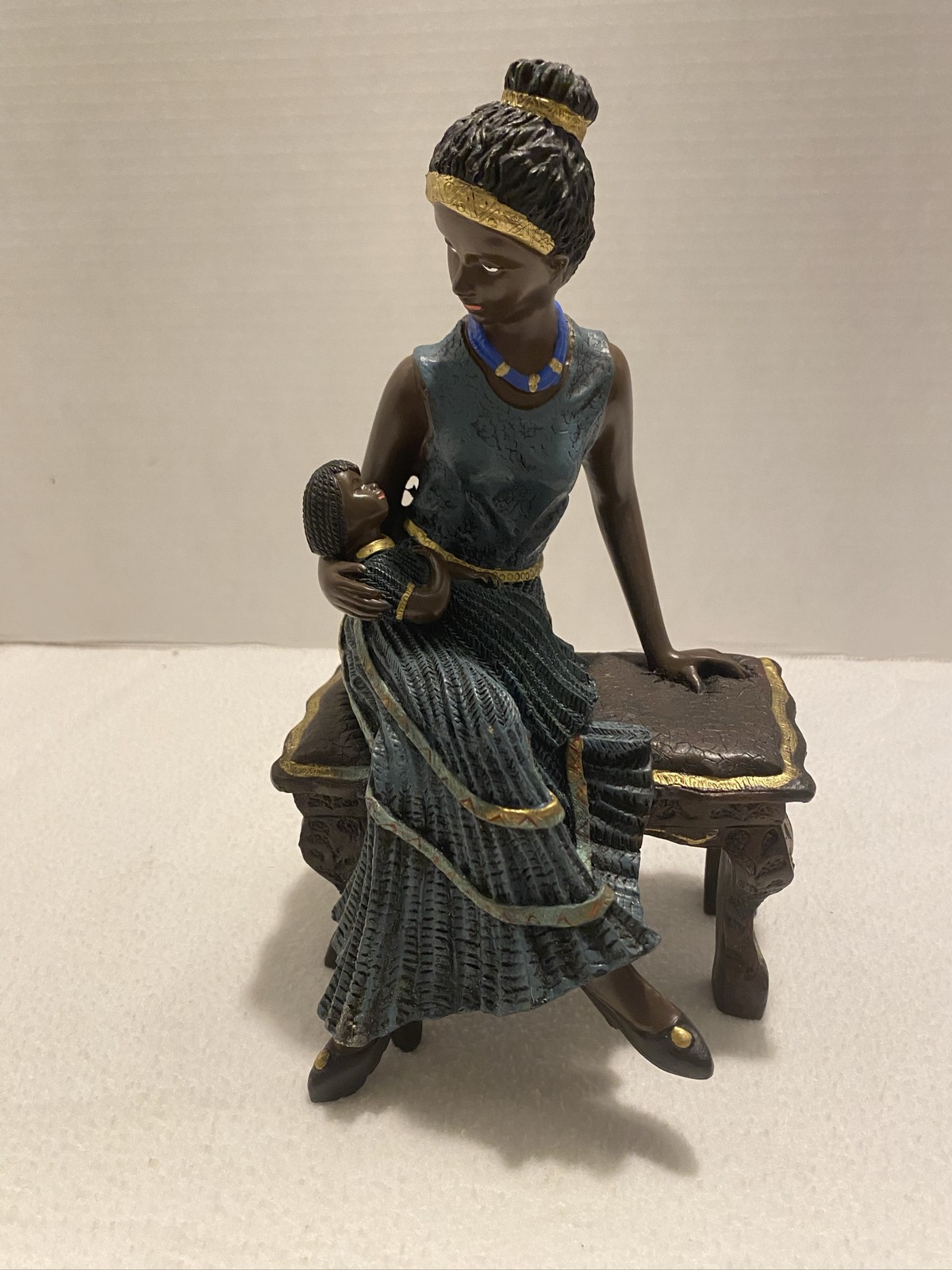 Figurine Dark Brown Teal Gold Detailed Sculpting Paintwork