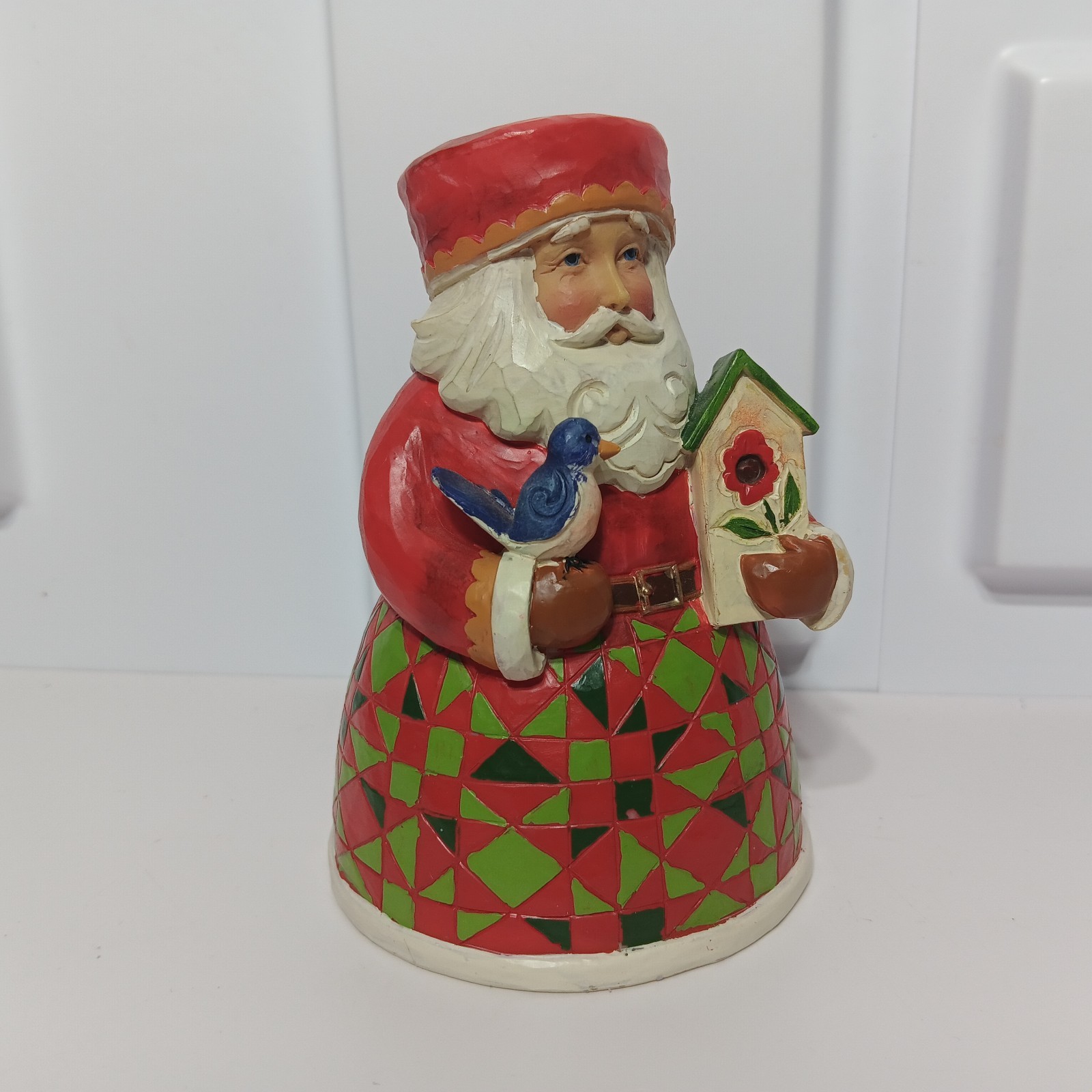 Jim Shore 5″ Cozy Christmas Santa Blue Bird Birdhouse Figurine 2011 4022913