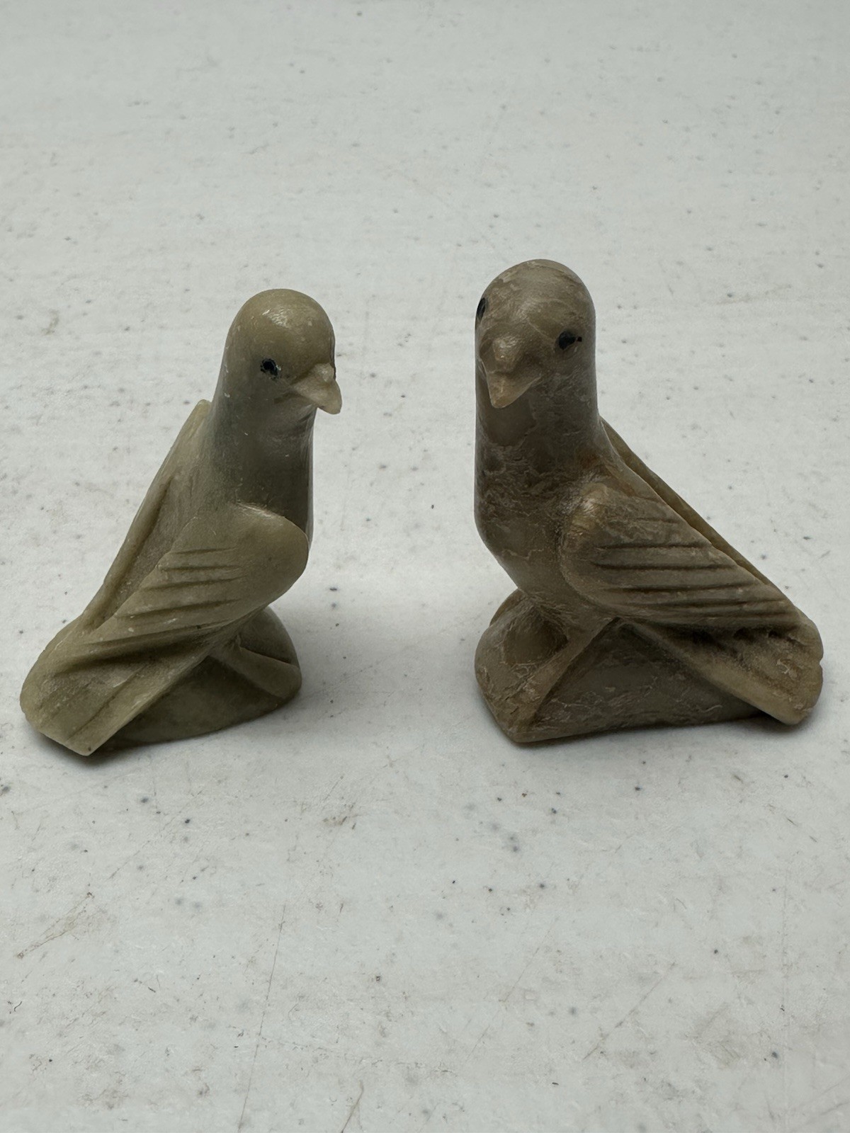 Handcarved Soapstone Birds Set of 2 Doves Pigeons Whistle