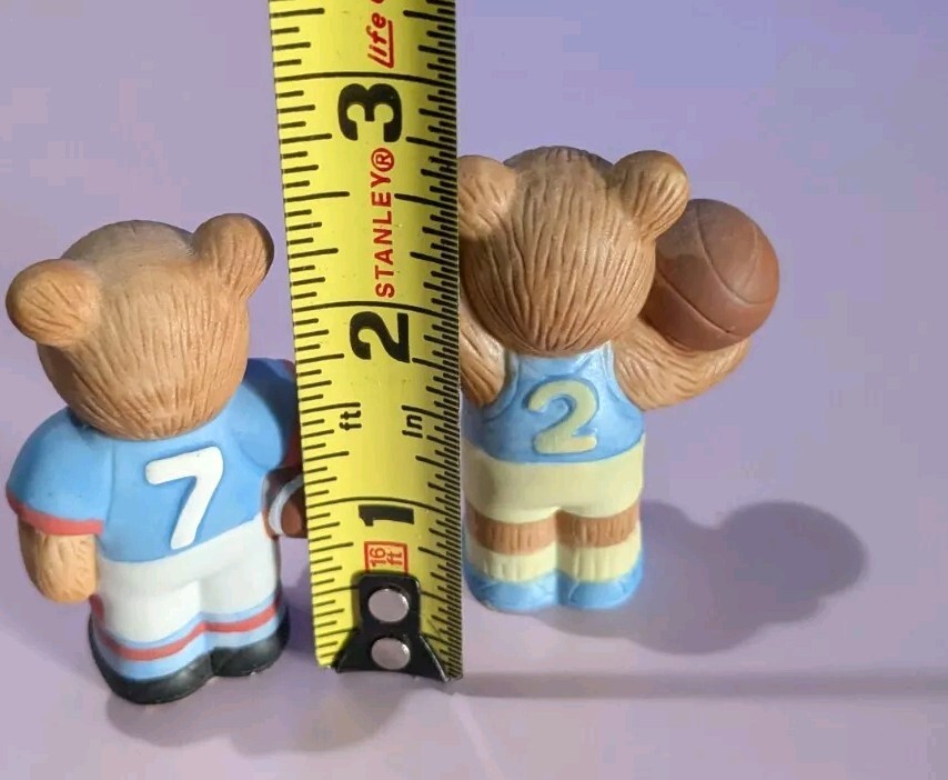 Homco Sport Bear Figurines set of 2 Basketball Football #1408 Home Interiors