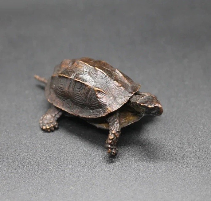 Brass Metal Turtle Animal Figurine Mini Statue Table Desk Home Decoration Toy
