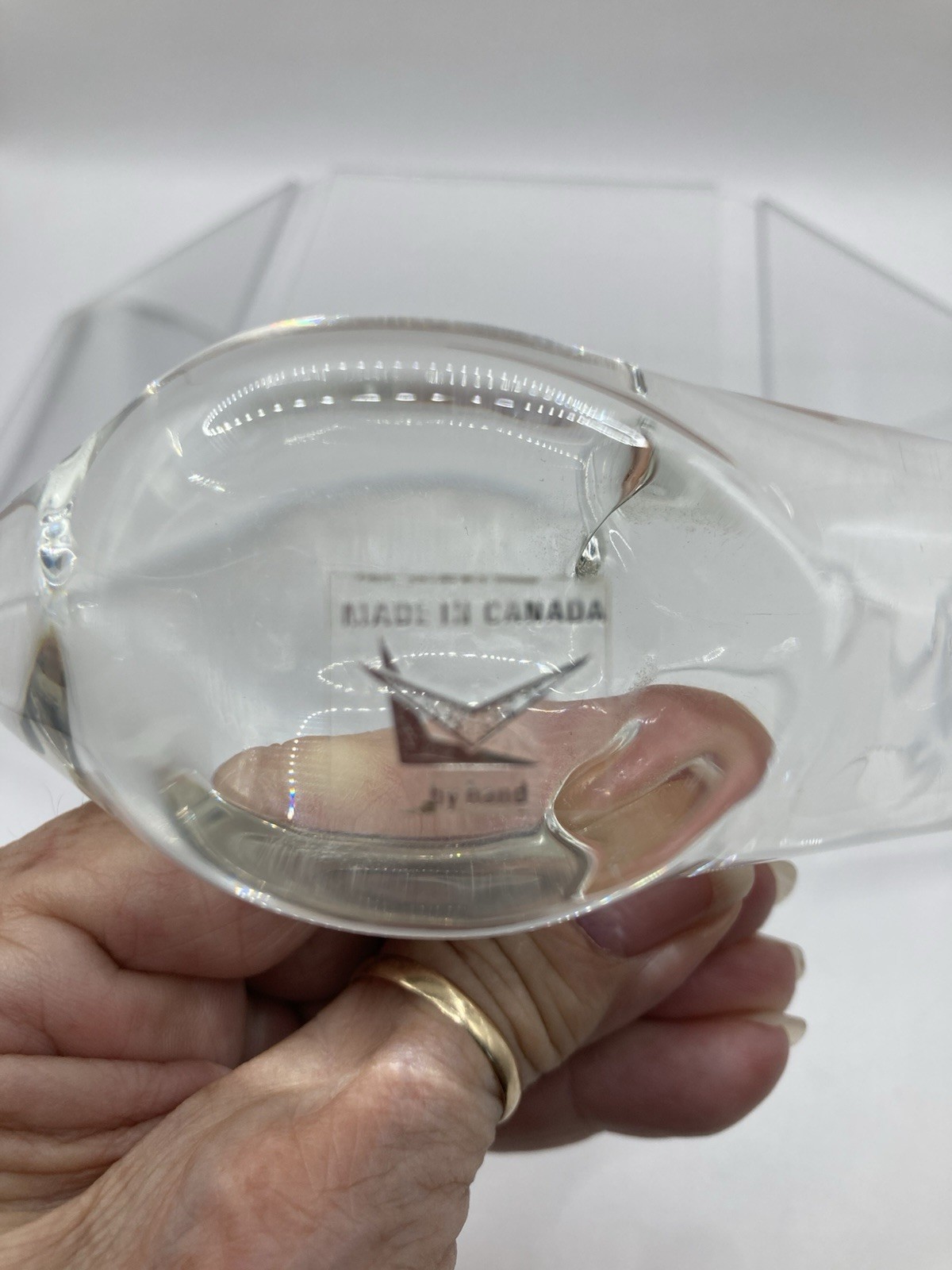 Vintage Crystal Bunny Rabbit 4″ W X 2″ T Hand Made in Canada VGC