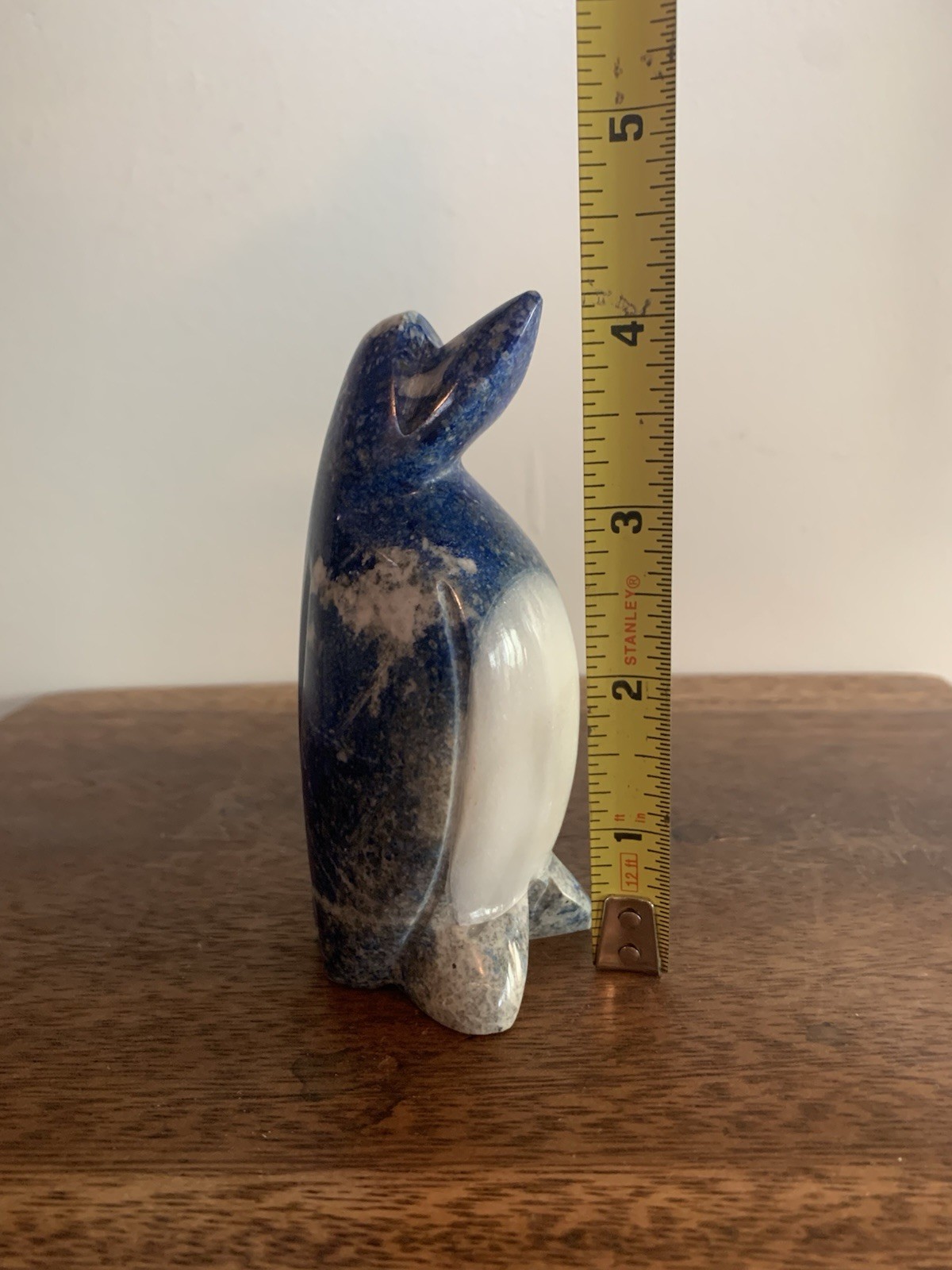 Lapis Lazuli Carved Penguin W/ White Marble Belly, 4” Chile, Vintage