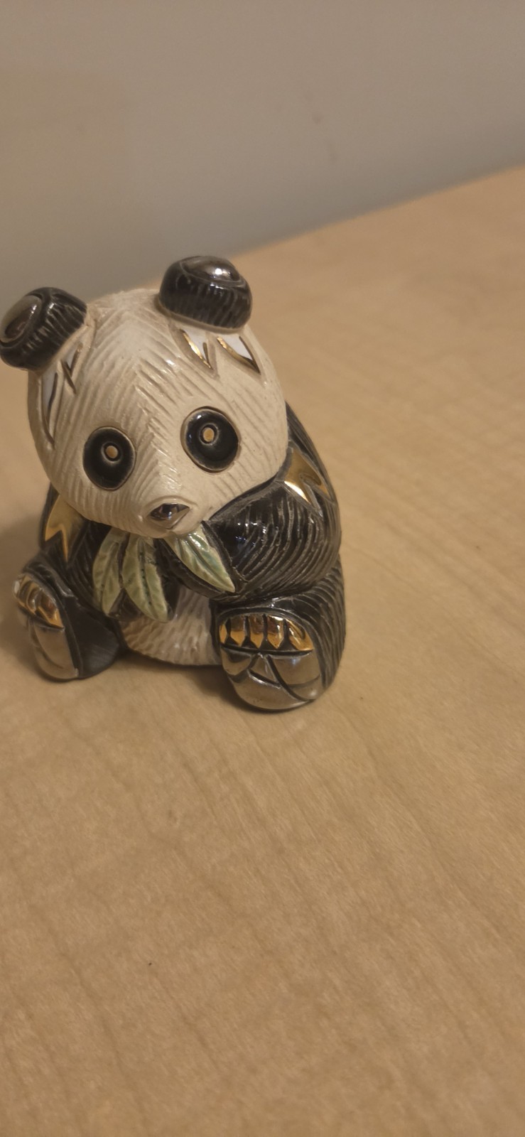 De Rosa Rinconada Panda Bear Figurine Set Mama & Baby Uruguay Gold Platinum Vtg