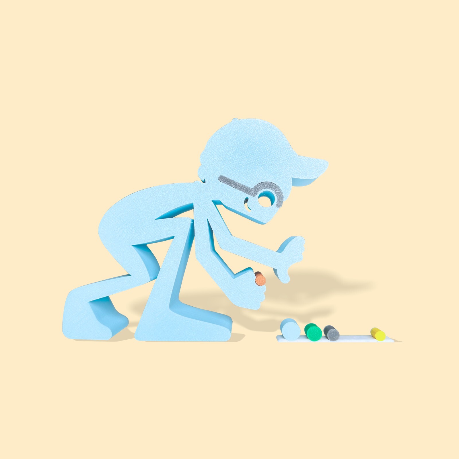 Boy Playing Marbles Sculpture – Nostalgic Reminder of Simple Childhood Joy