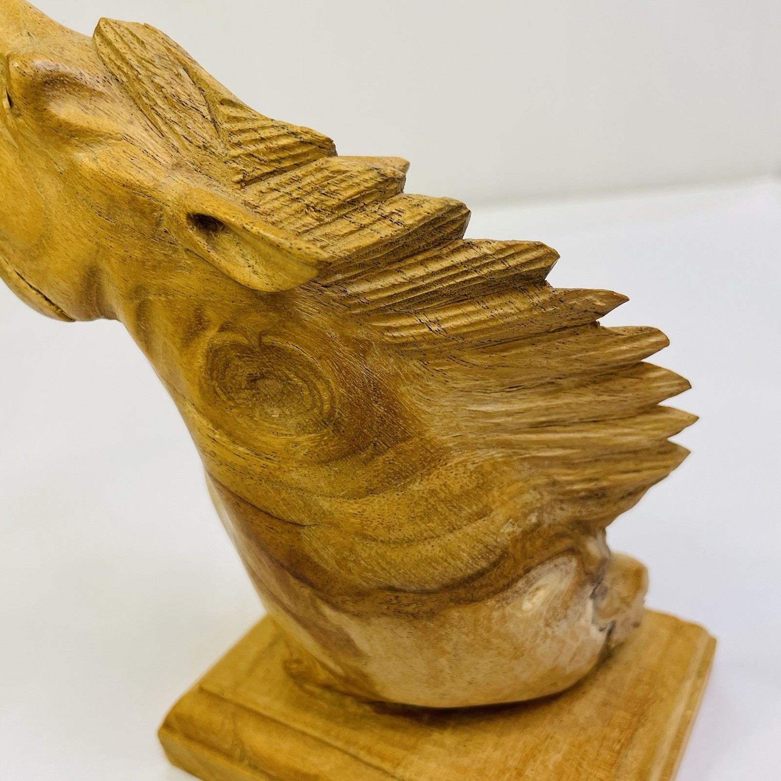 Hand Carved Wooden Horse Head Sculpture 5.75″ Tall Equestrian Collectible