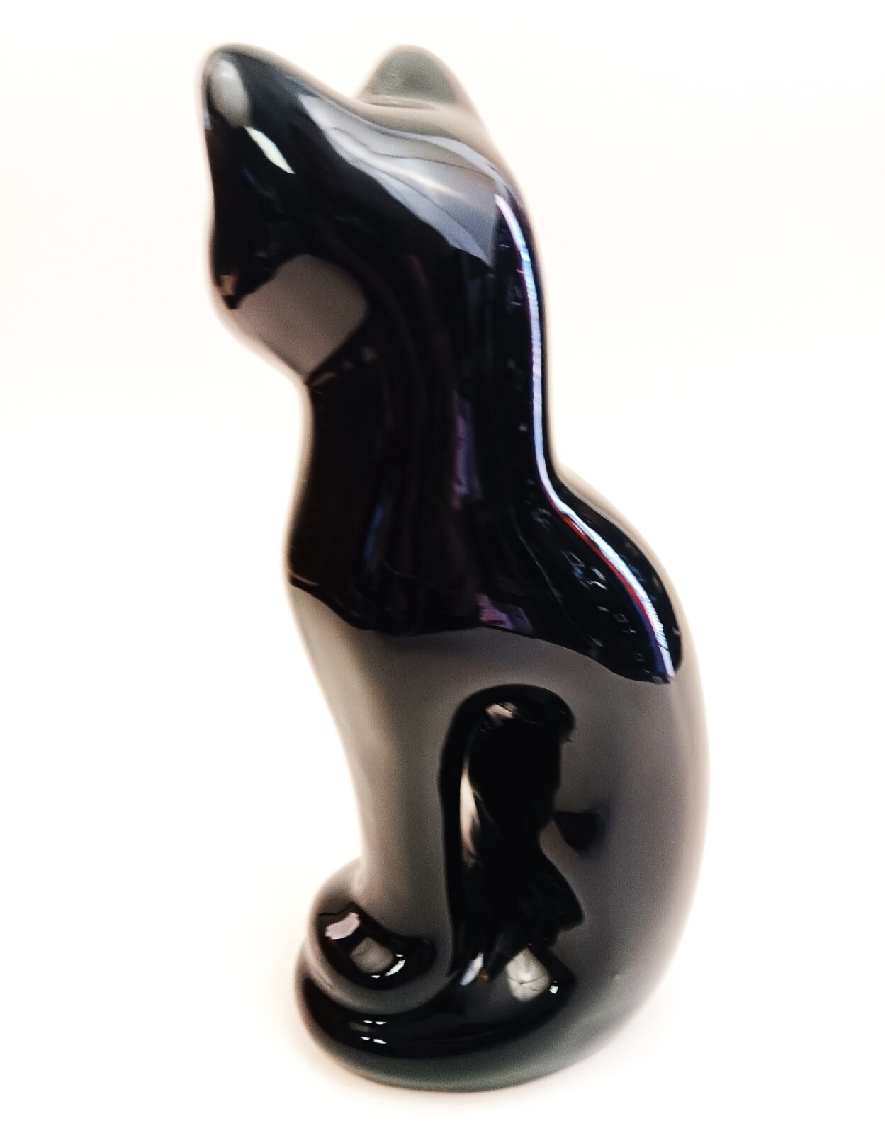 Black Ceramic Cat Statue Figurine Figure Art Mark 8.5” Tall MCM Vintage