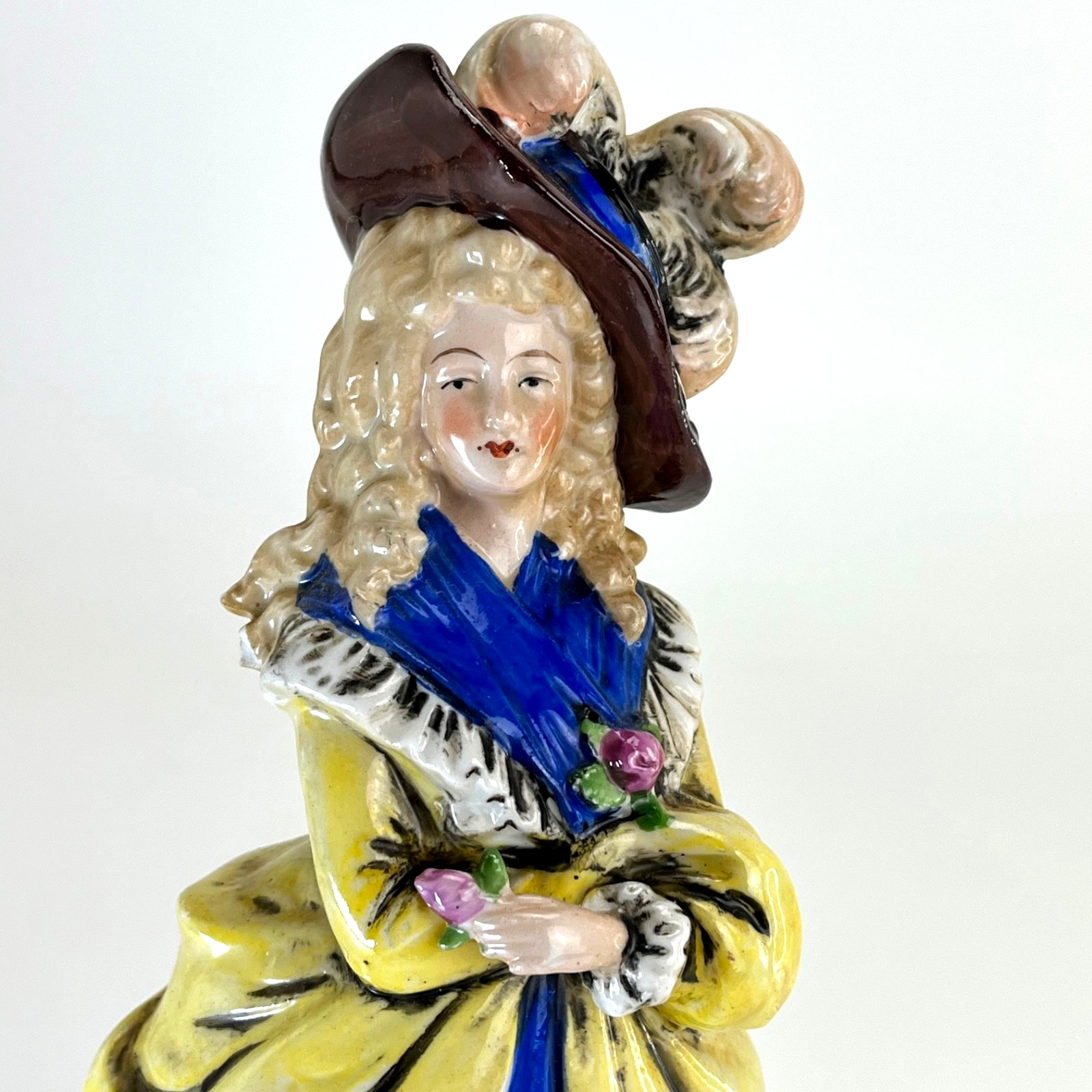 Antique German Rococo Revival Porcelain Lady Figurine 10″ Thüringen Style