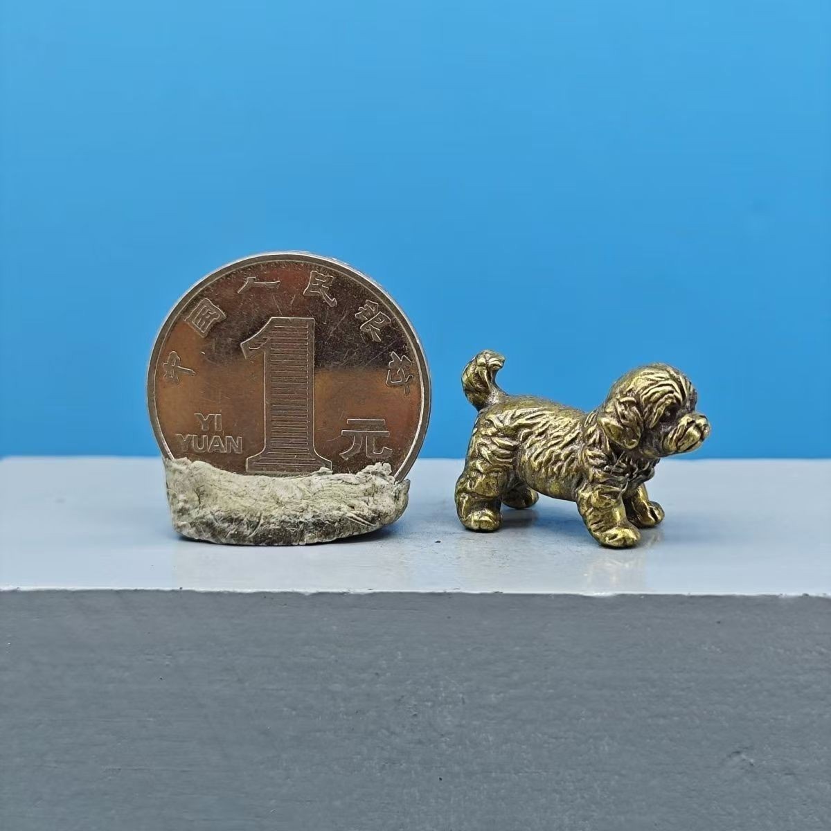 Mini Brass Shih Tzu Figurine – Vintaged Dog Statue for Desk/Home Décor