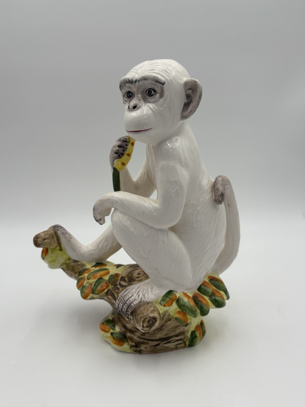 Hollywood Regency Ceramic Monkey MCM Kitsch Hand Painted