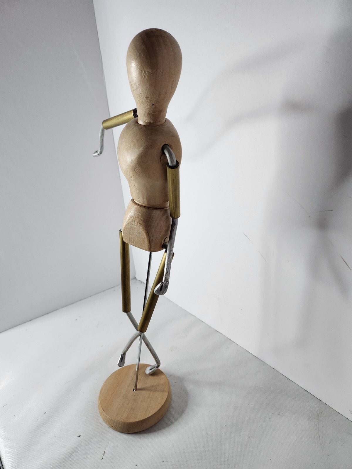 VTG Wood Metal Mannequin Figurine Doll Statue Movable Jointed Modern Decorative