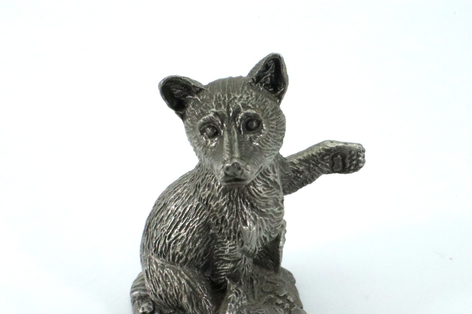 June Lunger Franklin Mint PEWTER BEAR CUB Woodland Animal 1981 Vintage Figurine
