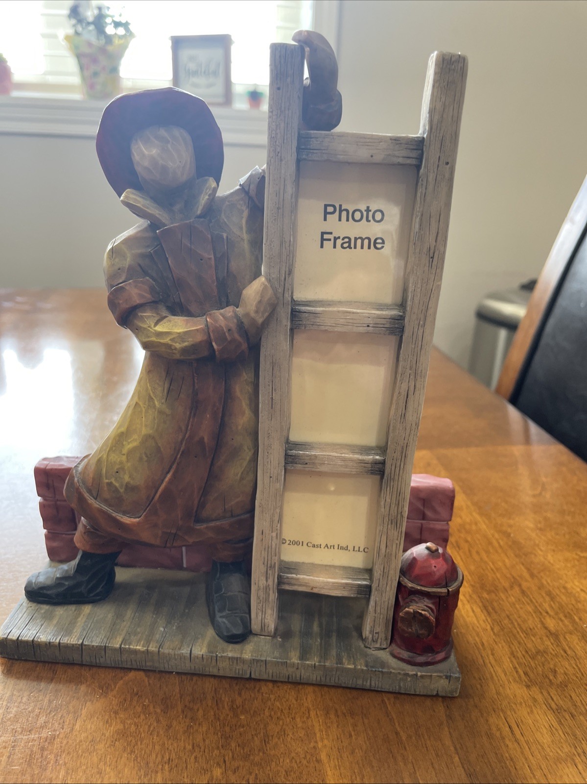 We The People Uphold and Defend Firefighter Photo Frame Figurine by Cast Art Vtg