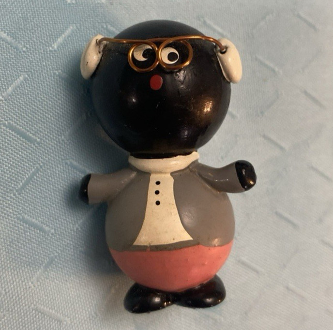 Brushart Marbles Man with Glasses Black Gray Pink Adorable Handmade in Chile