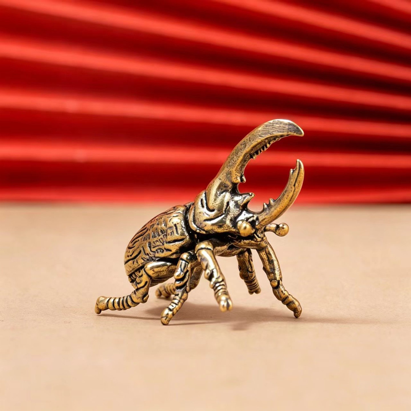Lot of 2 Vintage Brass Home Desk Deco Statue Figurine ornament Hercules beetle