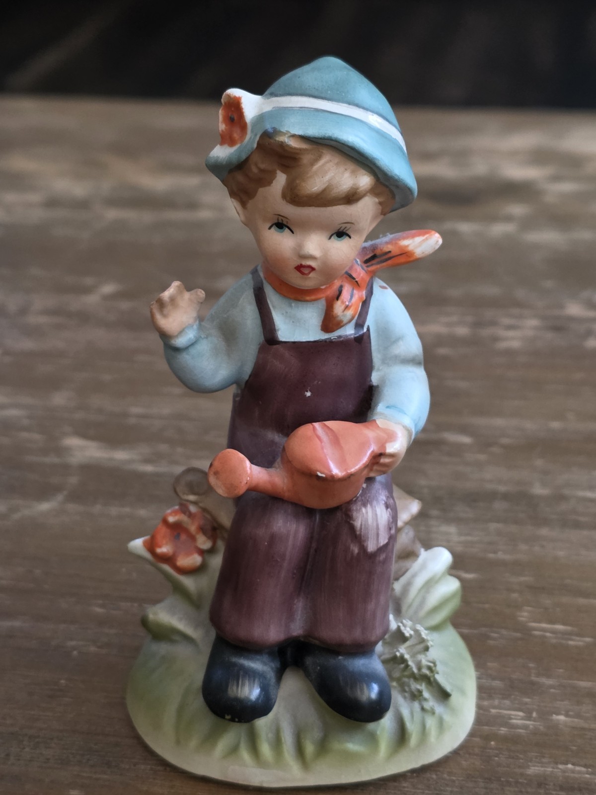 Vintage Original Arnart Erich Stauffer Boy Garden Watering Can Figurine