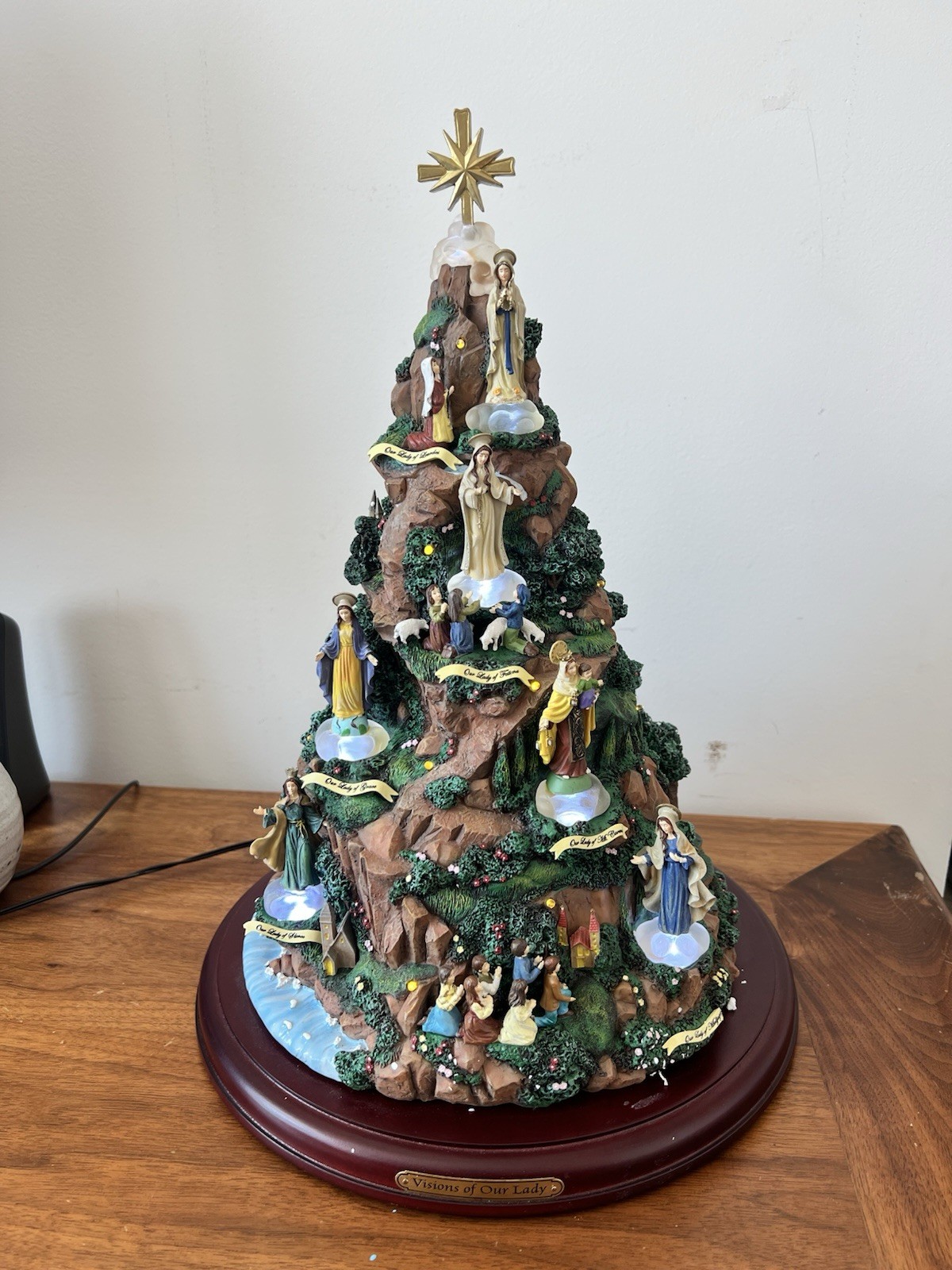 Thomas Kinkade Visions of the Blessed Virgin Mary Illuminated Sculpture Mountain