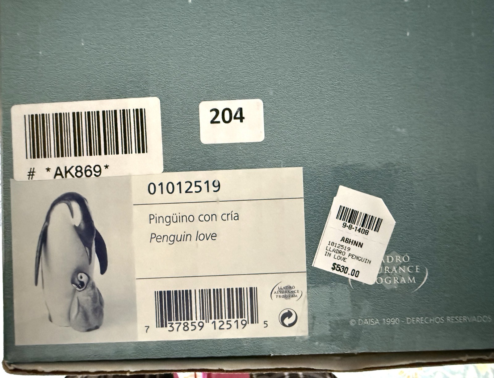 Large Lladro Figurine “Penguin Love” Gres Finish #2519 Retired With Box