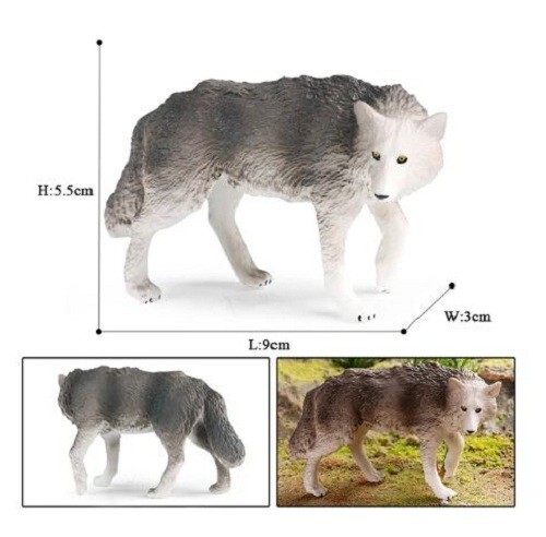 9cm Wolf PVC Toy Wild Animal Figure Doll Kids Gift