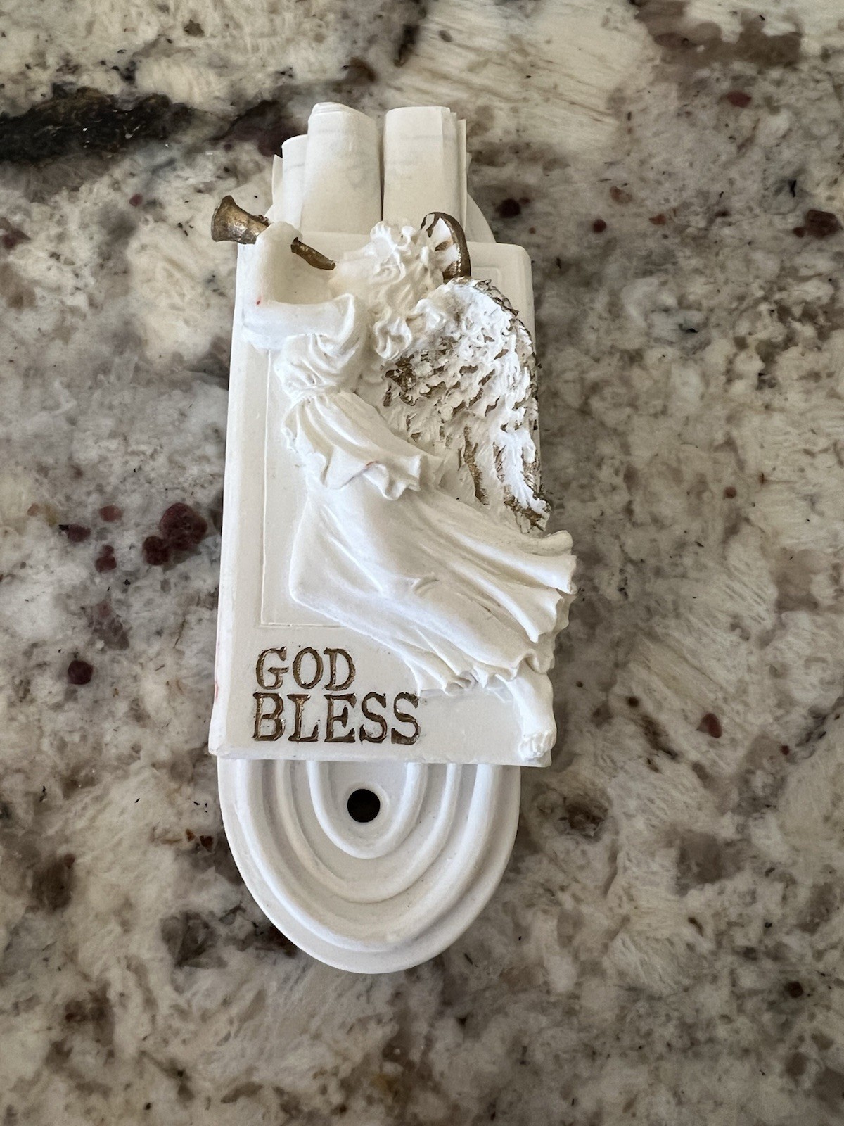 Miniature God Bless Angel w Trumpet Pocket House of Lloyd 1997 NOS 3 1/2 inches