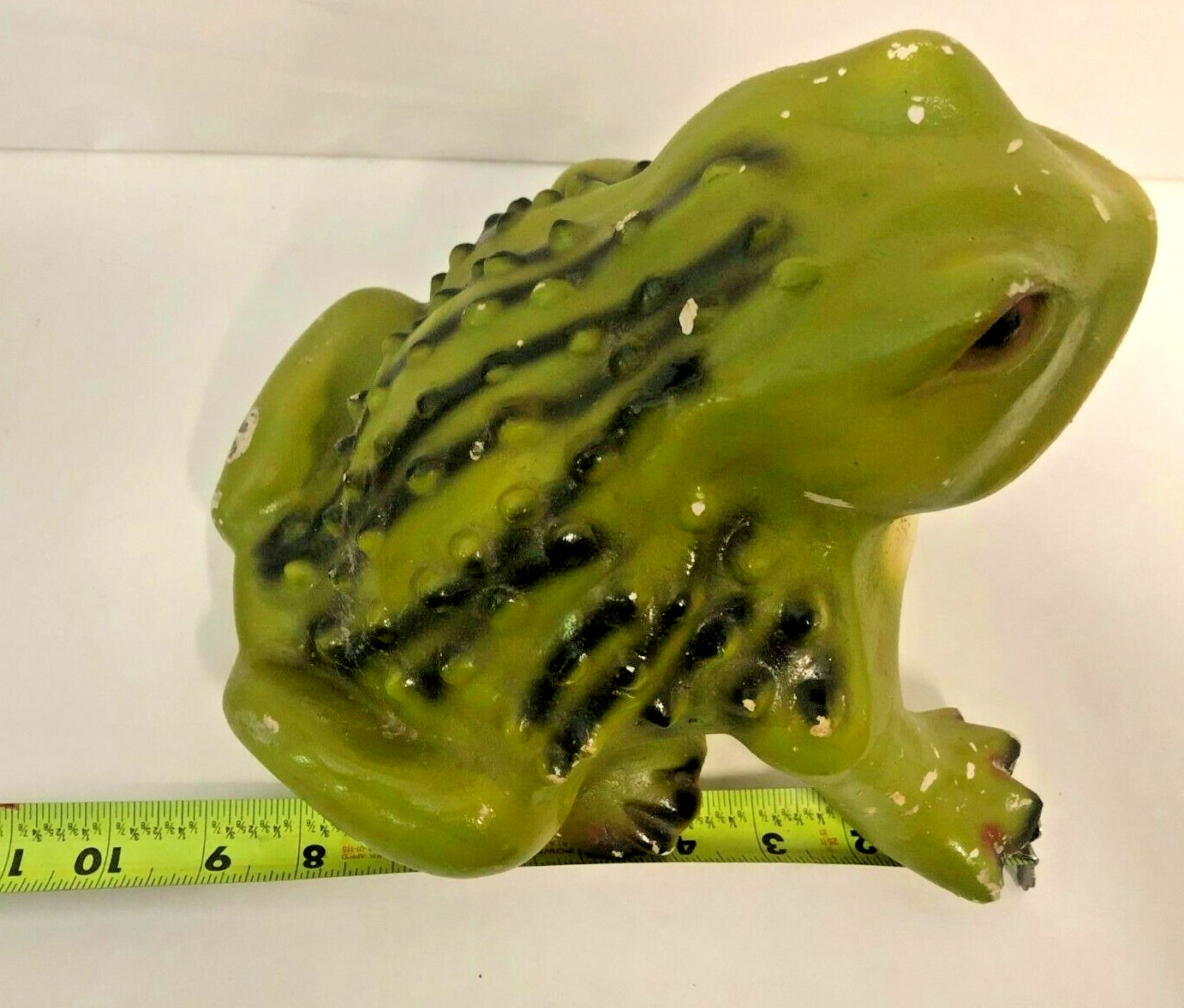 Vintage Bull Frog Chalkware Plaster Figure made in Mexico Unique Collectible