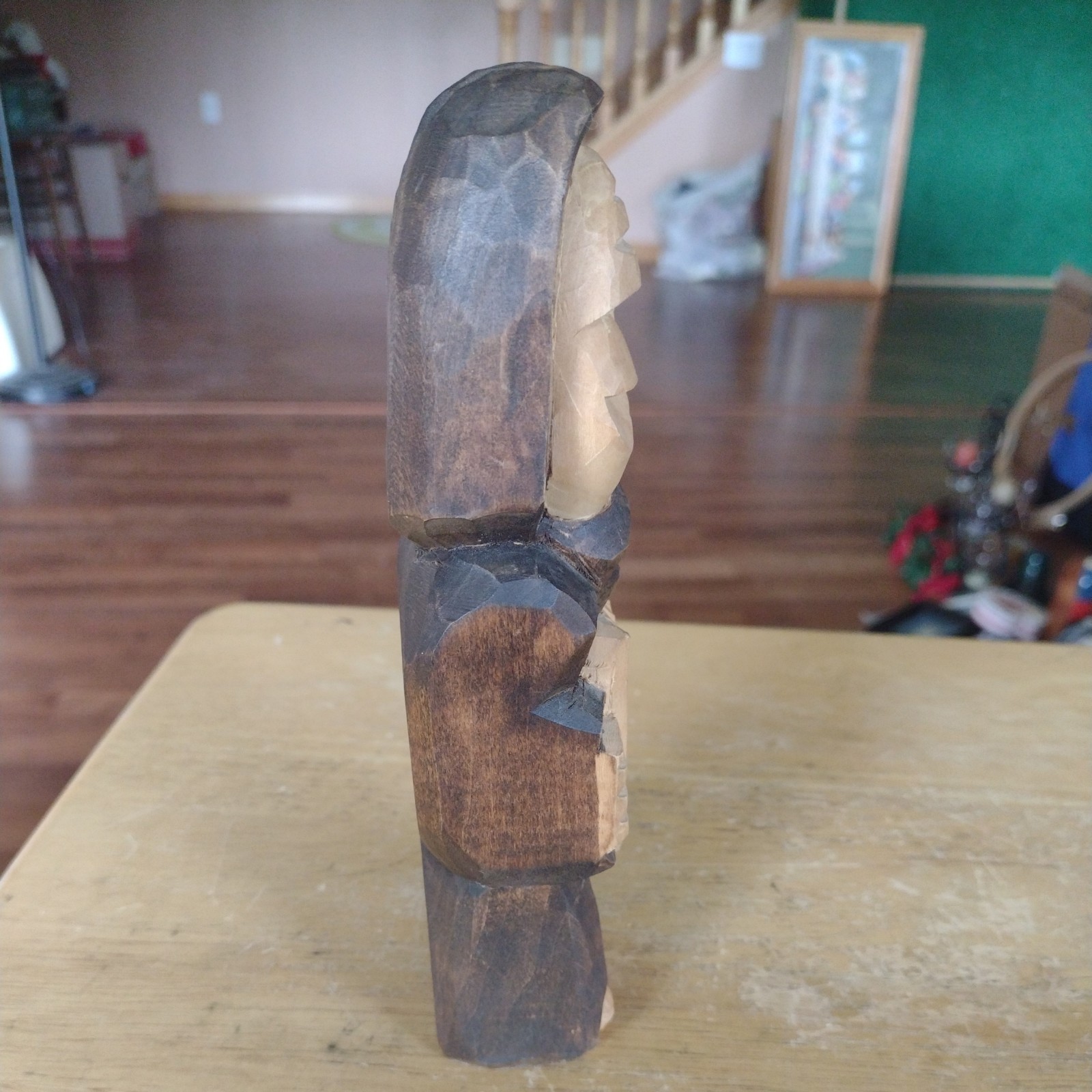 VTG Poland Sculpture Figurine Wood Carved RELIGIOUS Polish Folk Art 8”