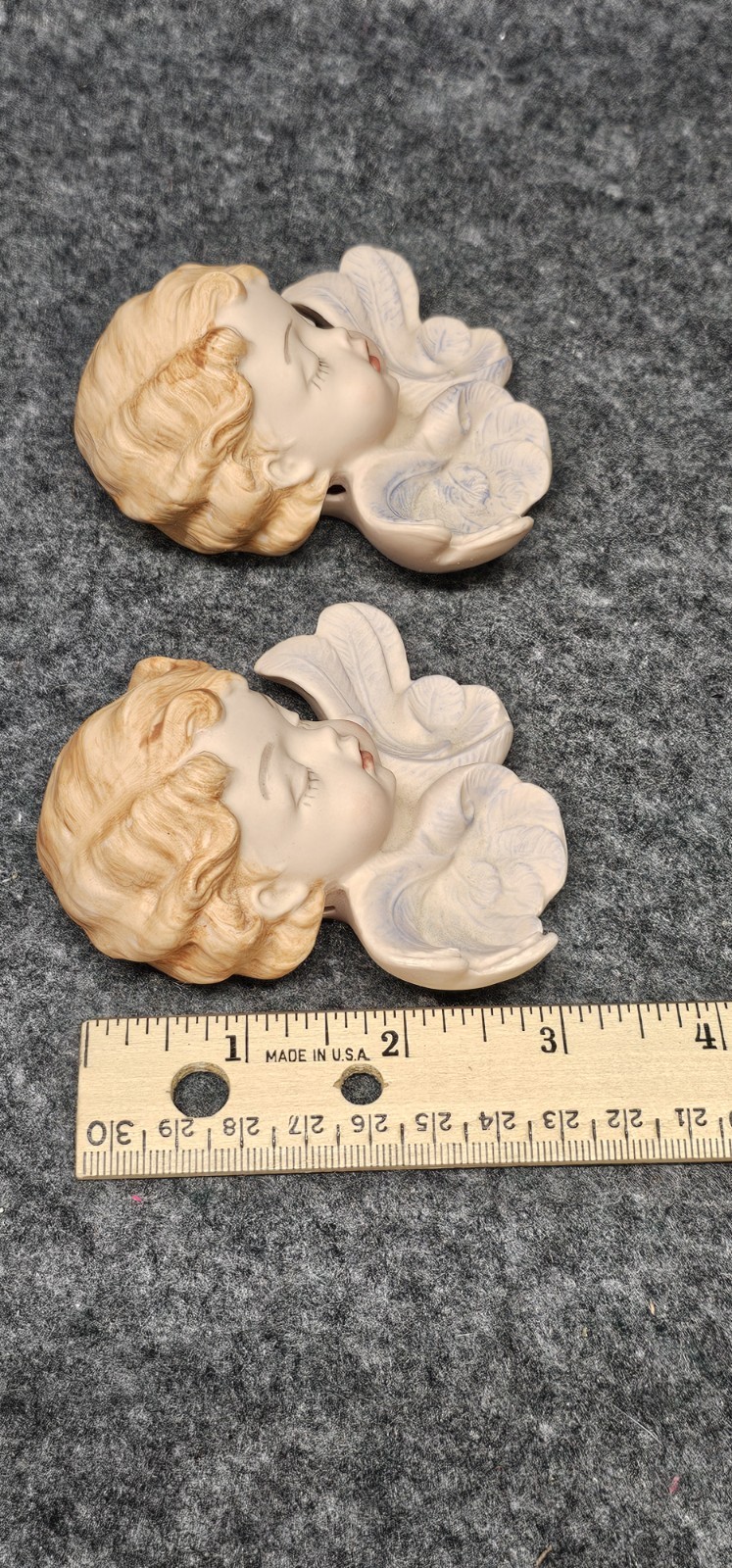 Vintage 1987 Scioto Ceramic Angel Cherub Wall Hangings Set Of 2 Sleepy Babies