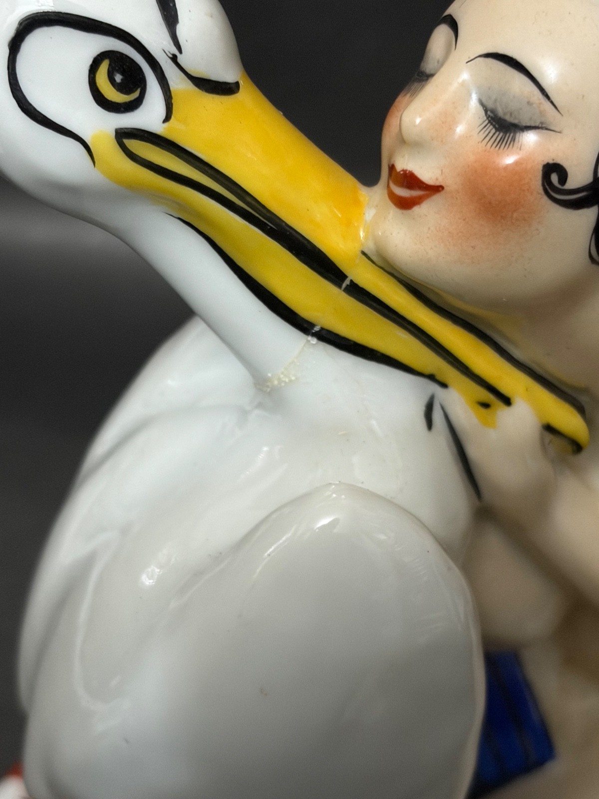 Large Art Deco Aladin France Porcelain Jewelry Chest – Nude Woman & Pelican – 11
