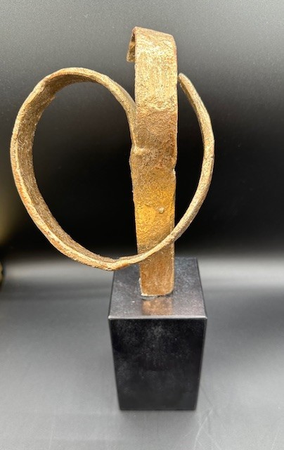 Ribbon Statue, Gold Leaf Finsh, Hand-Cast Metal/Black Marble Limited Ed.