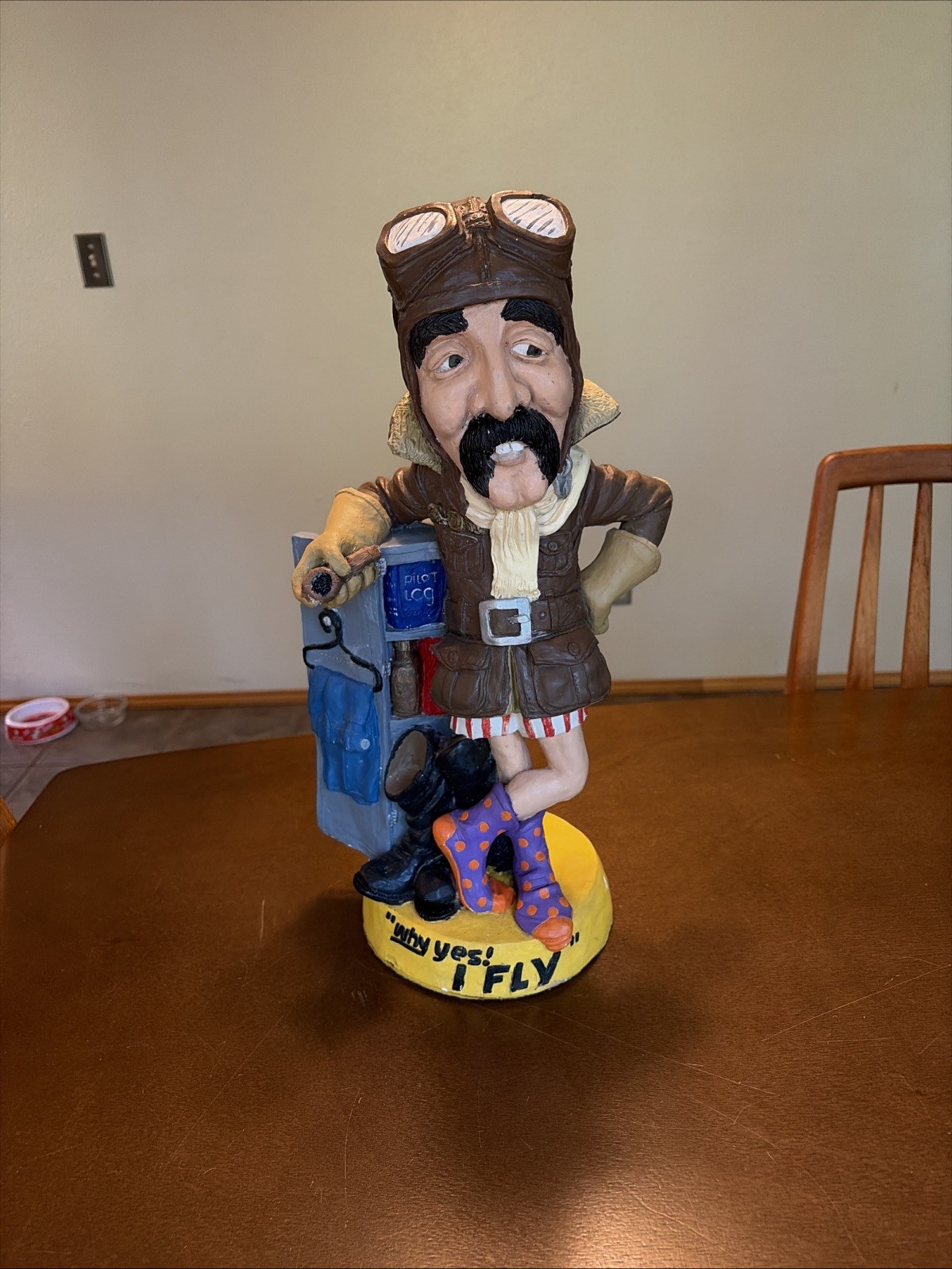 1974 ESCO STYLE JUTA SANGTHAWEEP WHY YES I FLY 19 INCH PILOT CHALKWARE STATUE