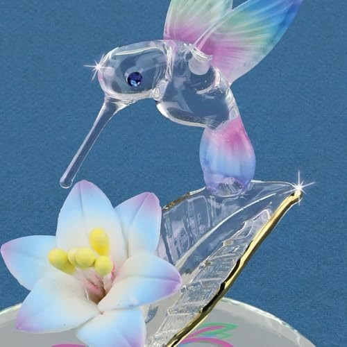 Intricately Designed Hummingbird Figurine – Swarovski Crystals + Floral Elegance