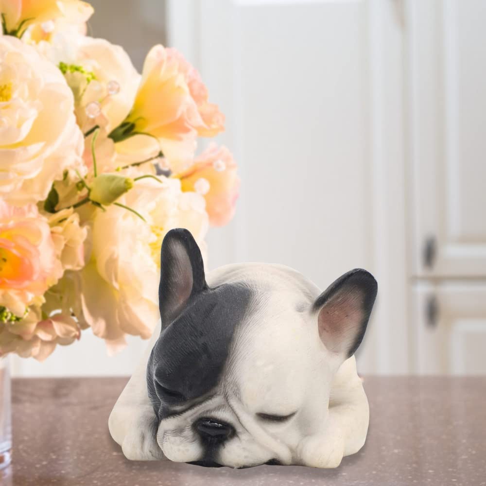 Comfy Hour Doggyland 6” Sleeping French Bulldog Figurine, Black & White