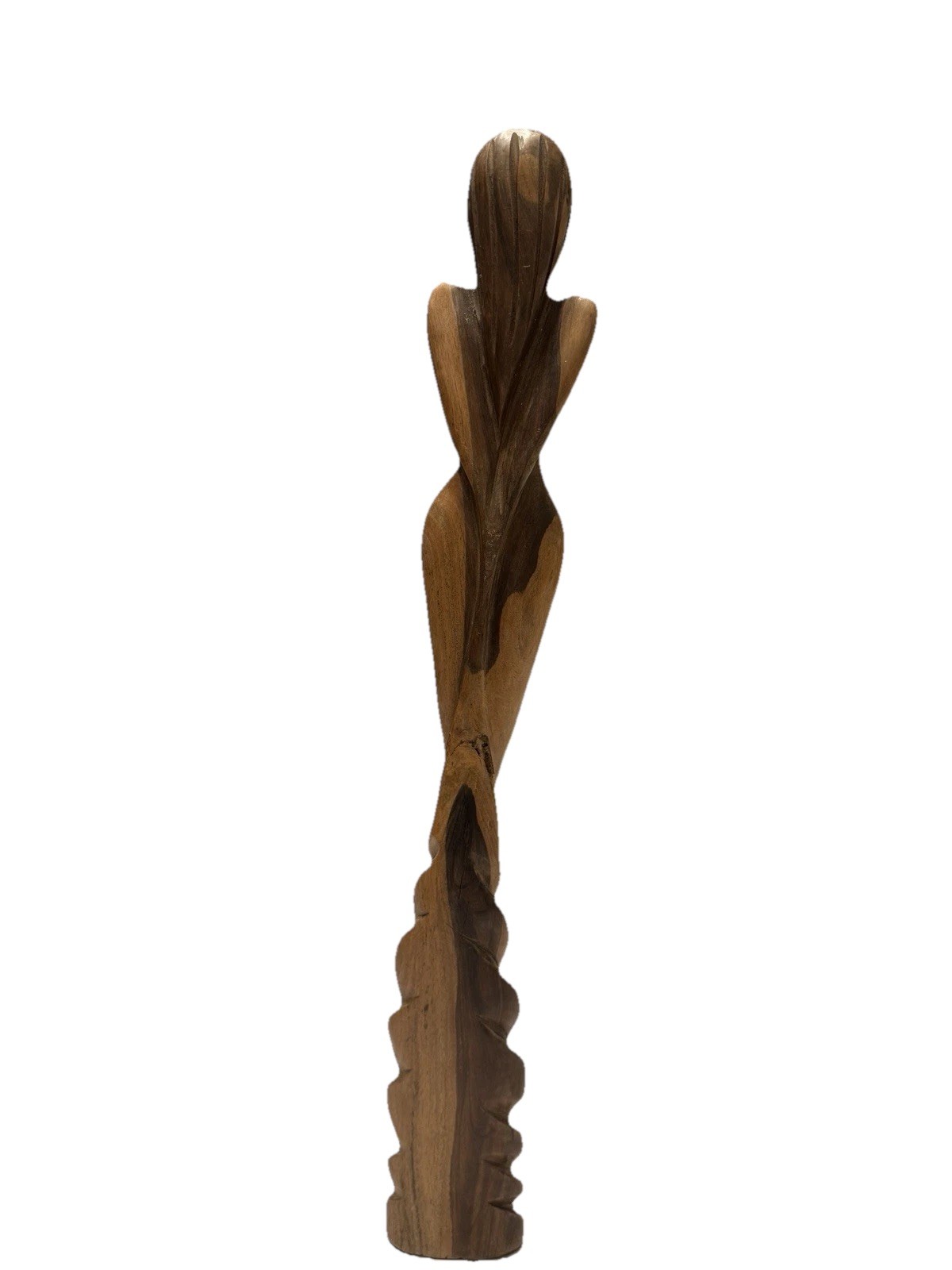 Hand Carved Wooden Abstract Female Sculpture Modernist Art MCM Primitive 19” in