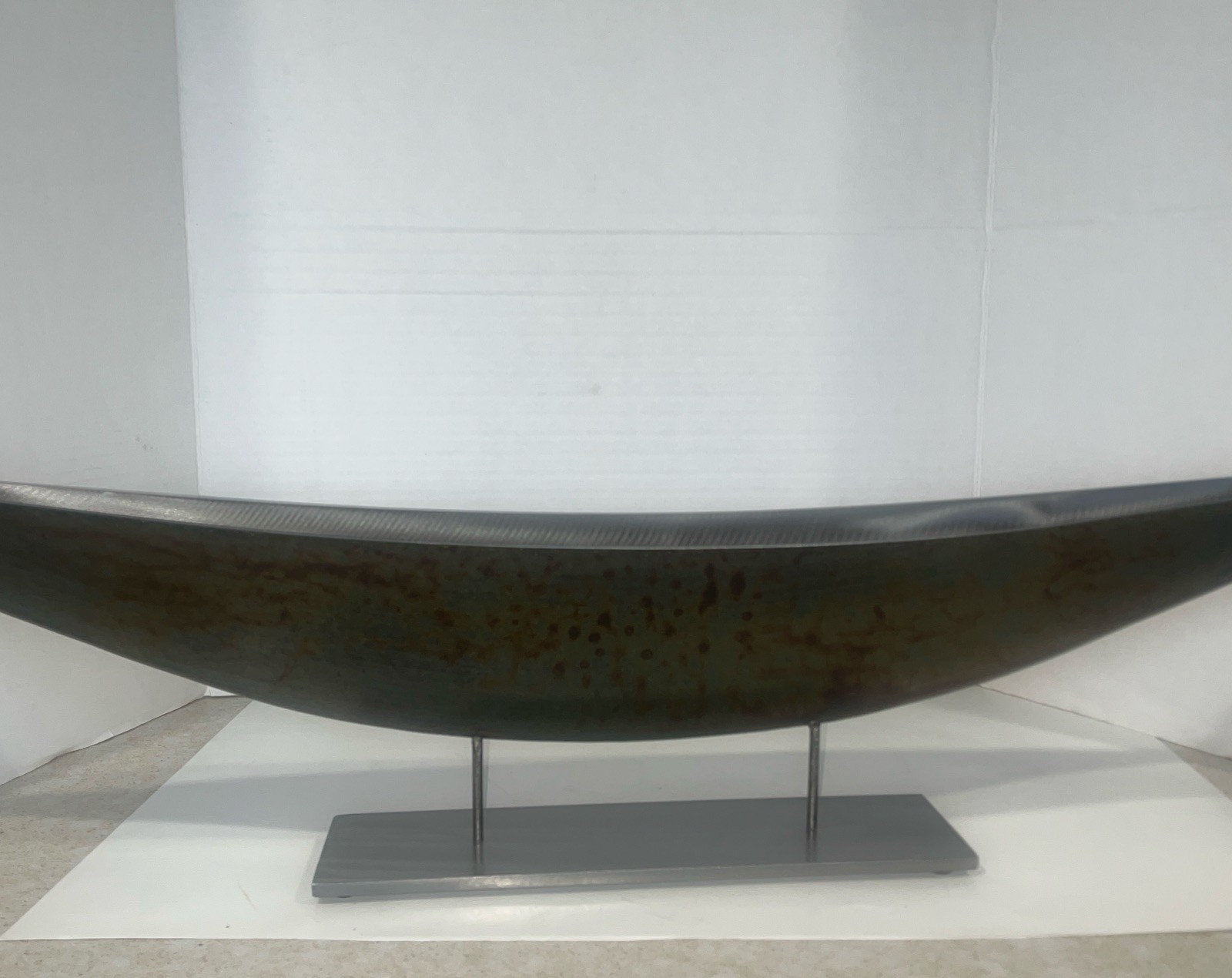 Elegant Handcrafted Metal Vessel w/ stand Crafter And Signed By Julie Girardini.
