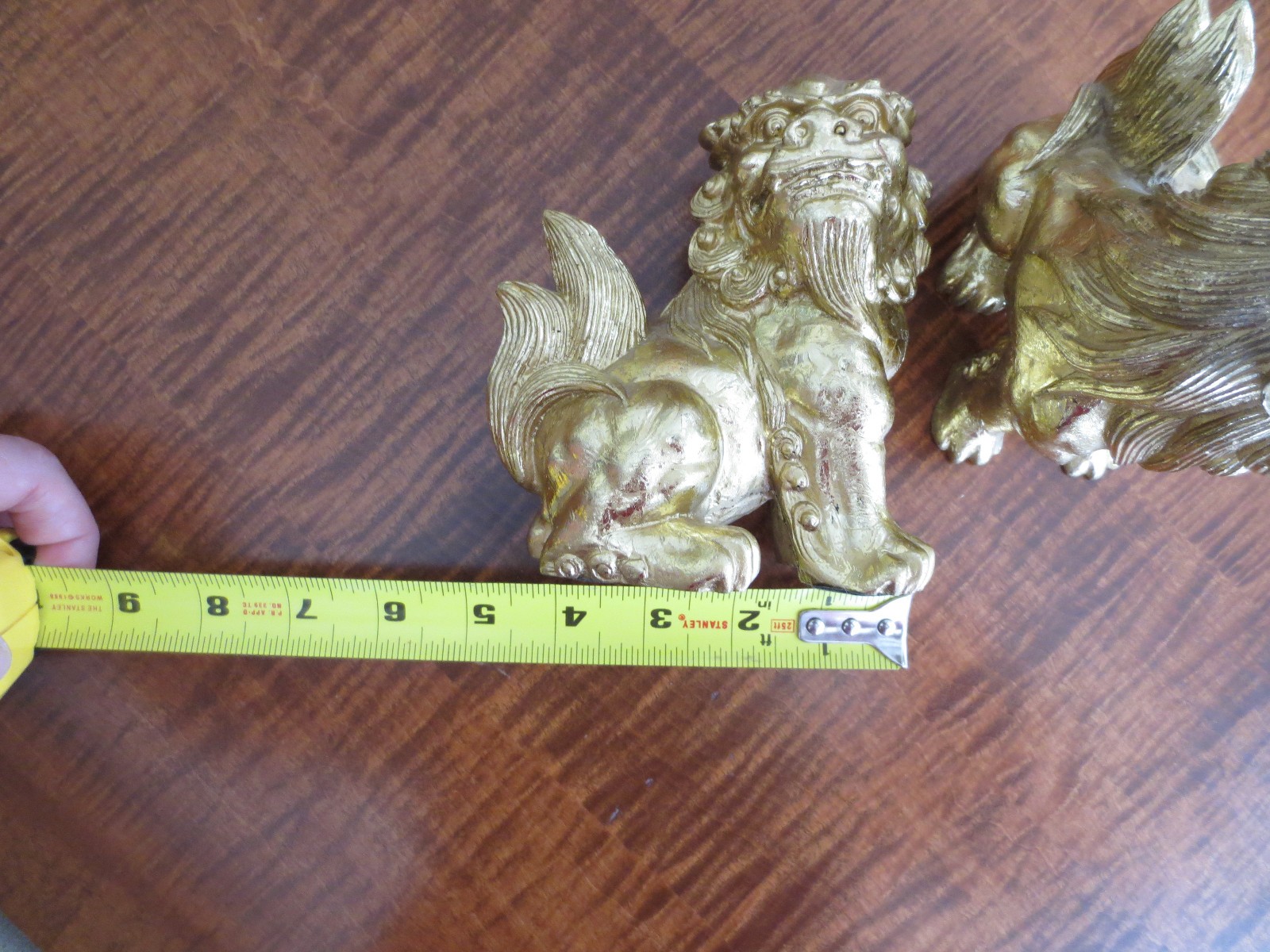 Pair of Chinoiserie Gold Tone Gilt Foo Dogs by Sadek