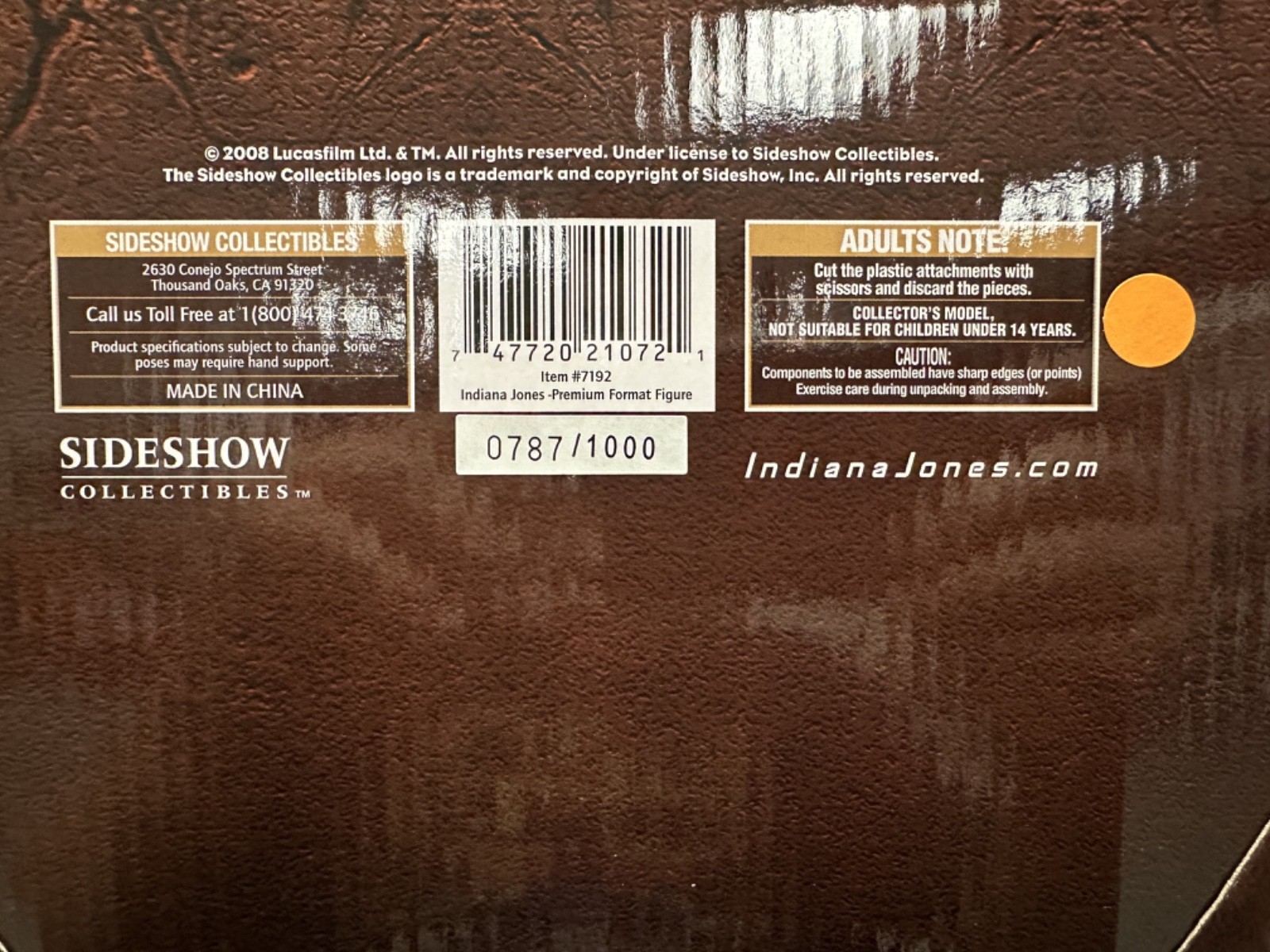 Sideshow INDIANA JONES 1/4 Scale PREMIUM FORMAT EXCLUSIVE #787/1000 – US SELLER