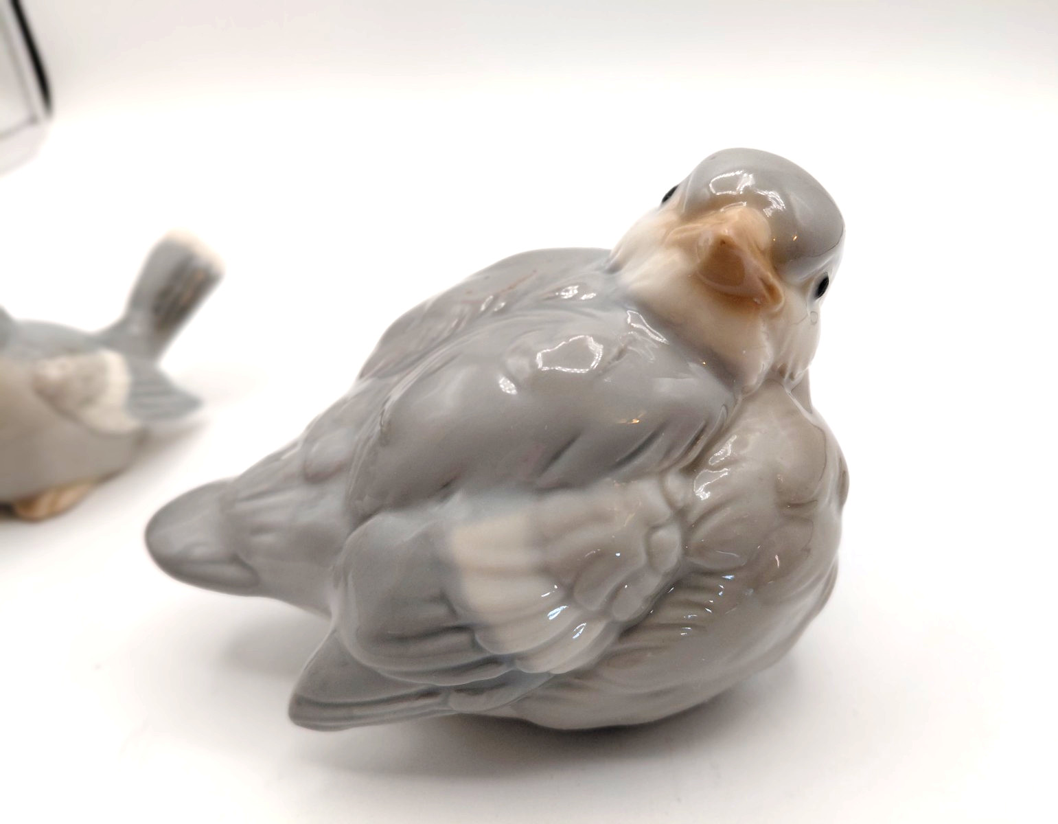 3 Vtg Otagiri 70s Chubby Birds Chunky Blue Gray & White Porcelain One Marked