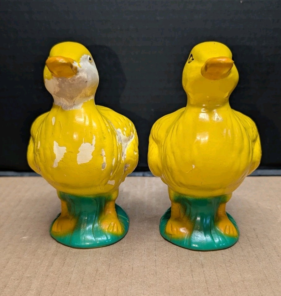 Vntg 1930s Duckling Pair Carnival Chalkware (Read) Countrycore Cottagecore