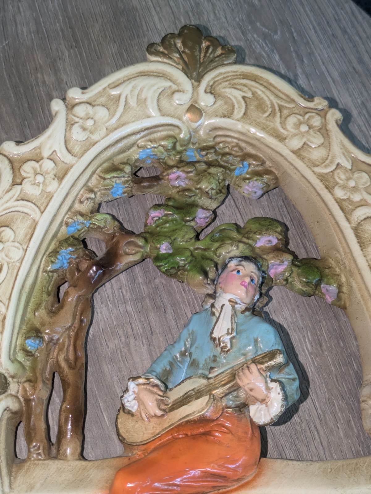 VTG Italian Baroque Fontanini Depose Style Courting Couple Wall Art Italy Chalk