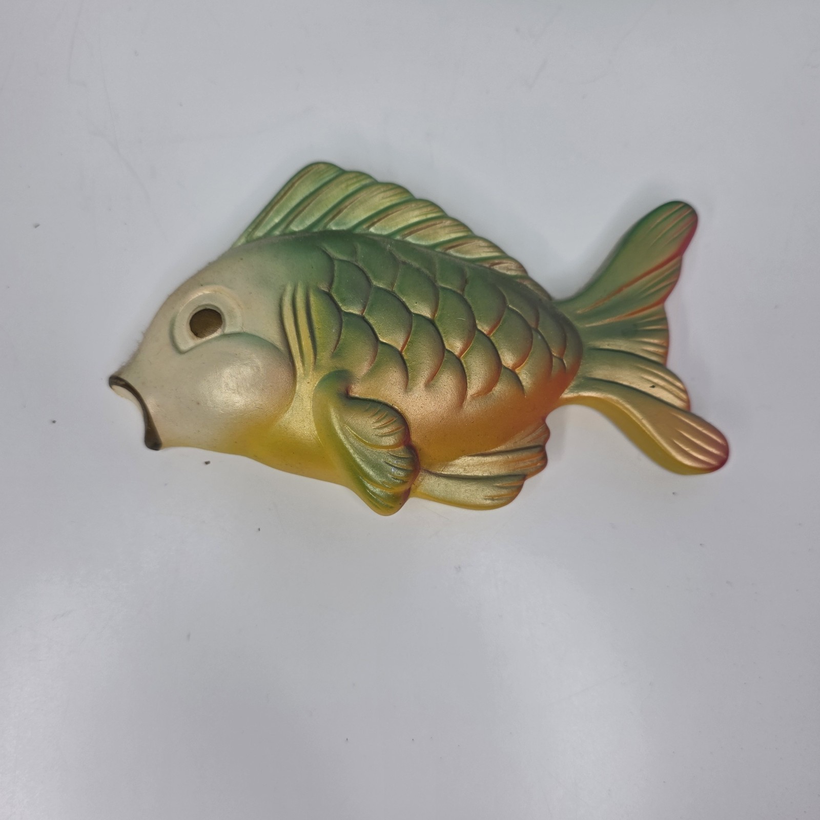 Vtg Miller Studio 3 Fish & Treasure Box Chalkware Wall Decor 1972 Green Yellow