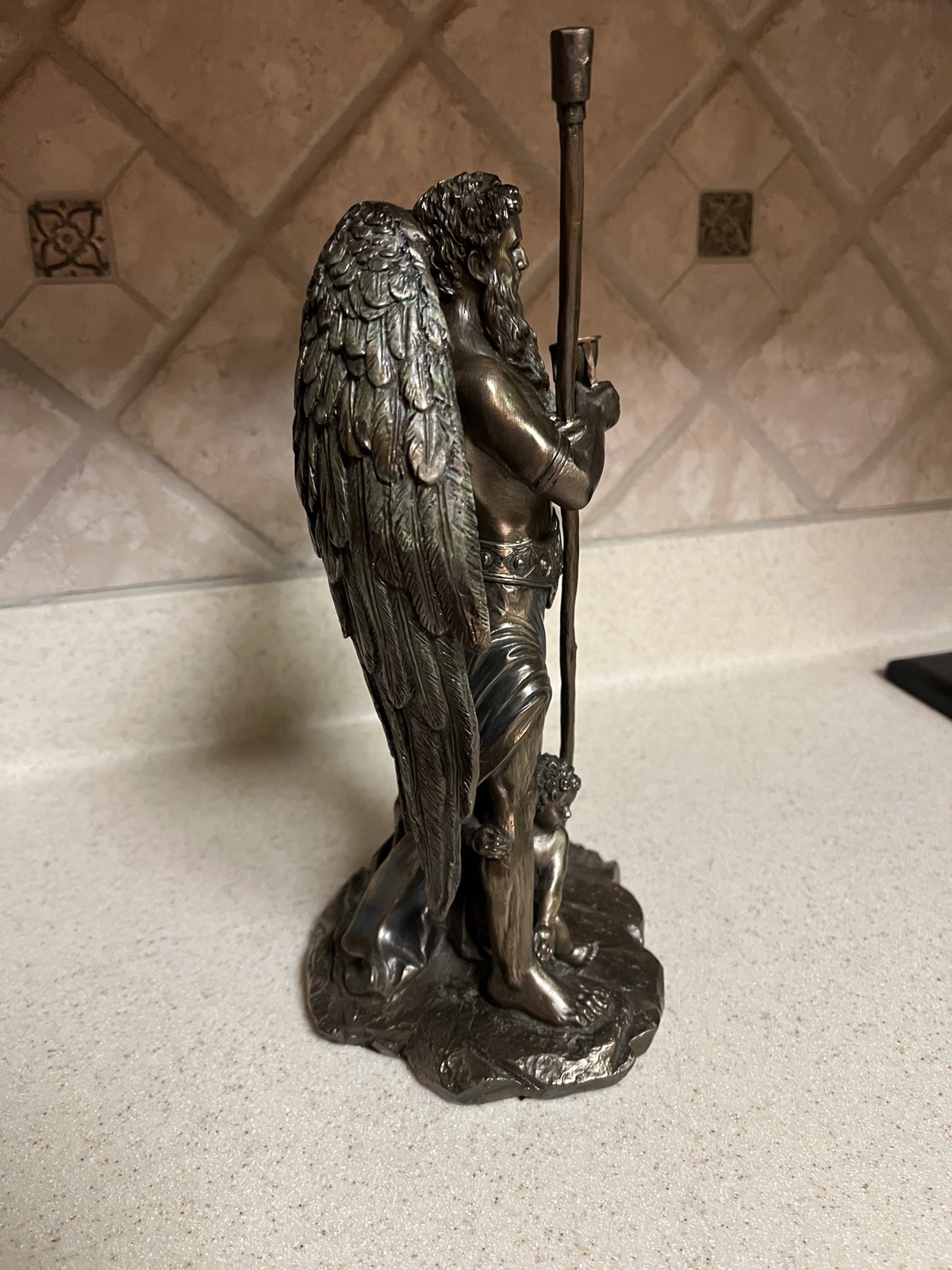 CHRONOS 11” Greek Father of Time Sculpture Statue Antique Bronze Finish