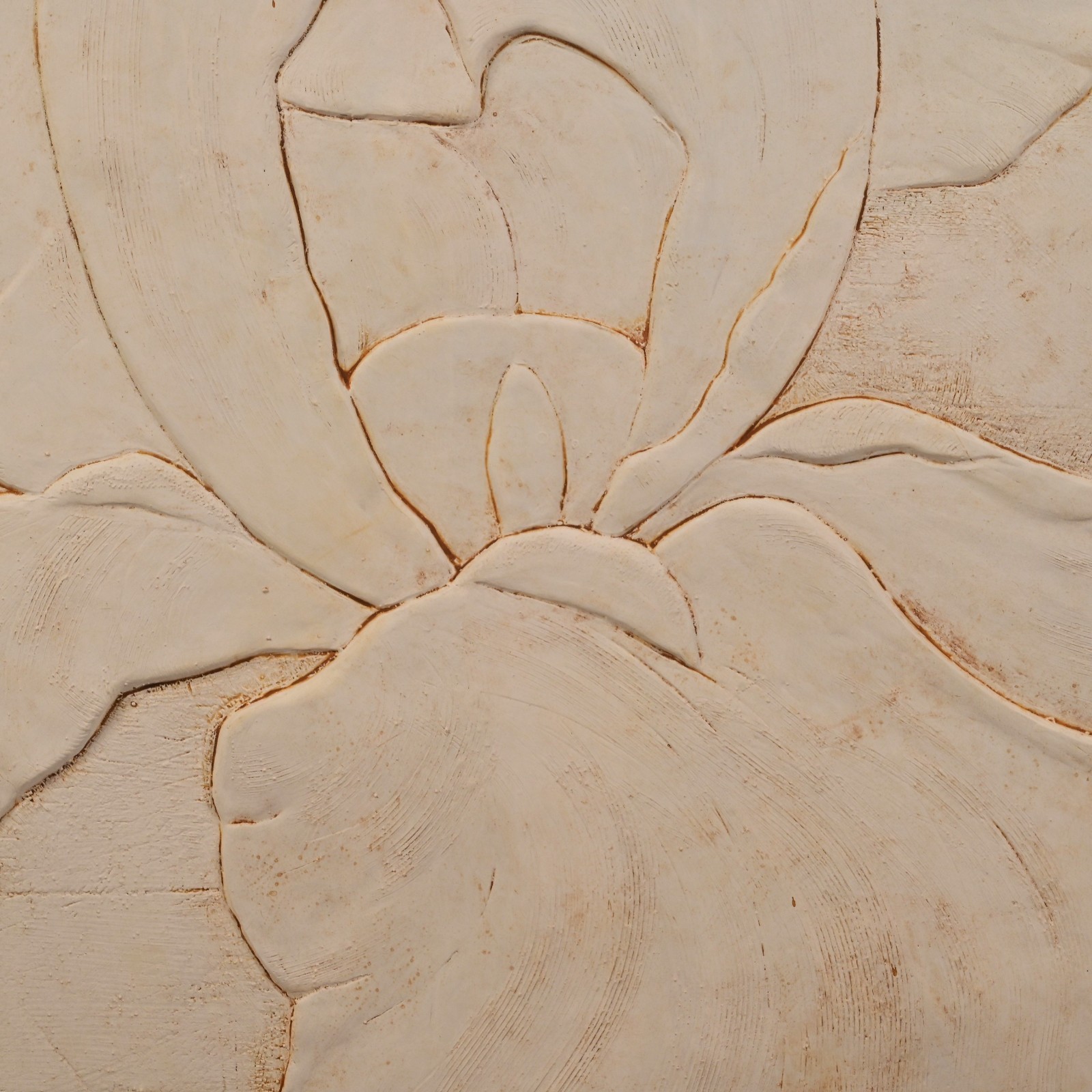 BRIONI Original Vintage Signed Bas Relief Plaster Wall Sculpture Floral Painting