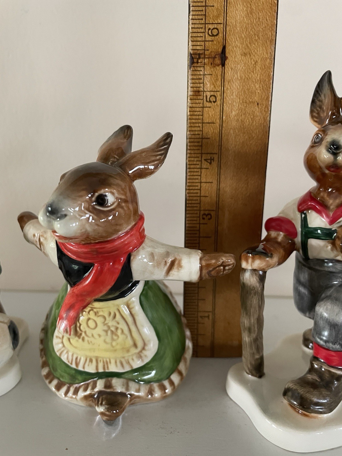 Lot of 3 Goebel Bavarian Bunny/Rabbit Figurine Germany Hand Painted EUC