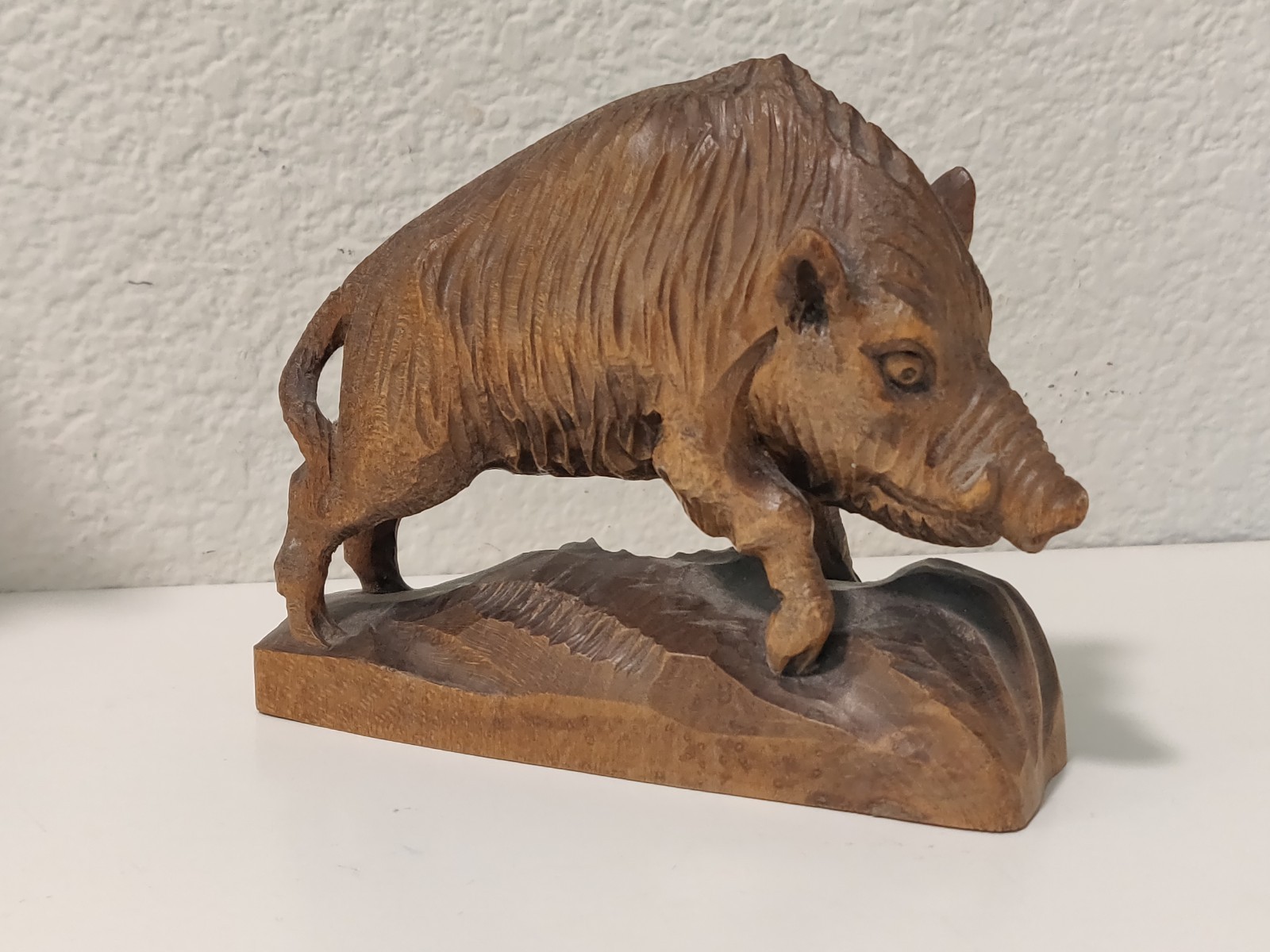 Vintage Wild Boar Wood Carving Sculpture 9 cm Germany